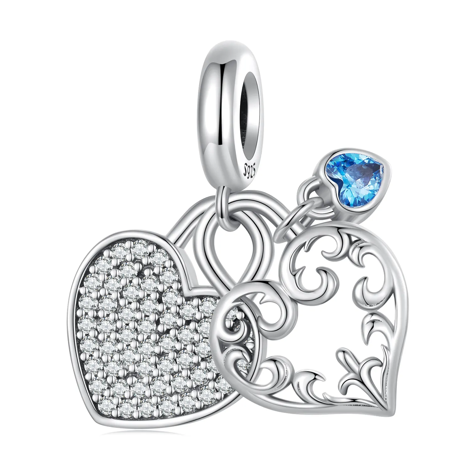 pandora style interlocking heart charm scc2502