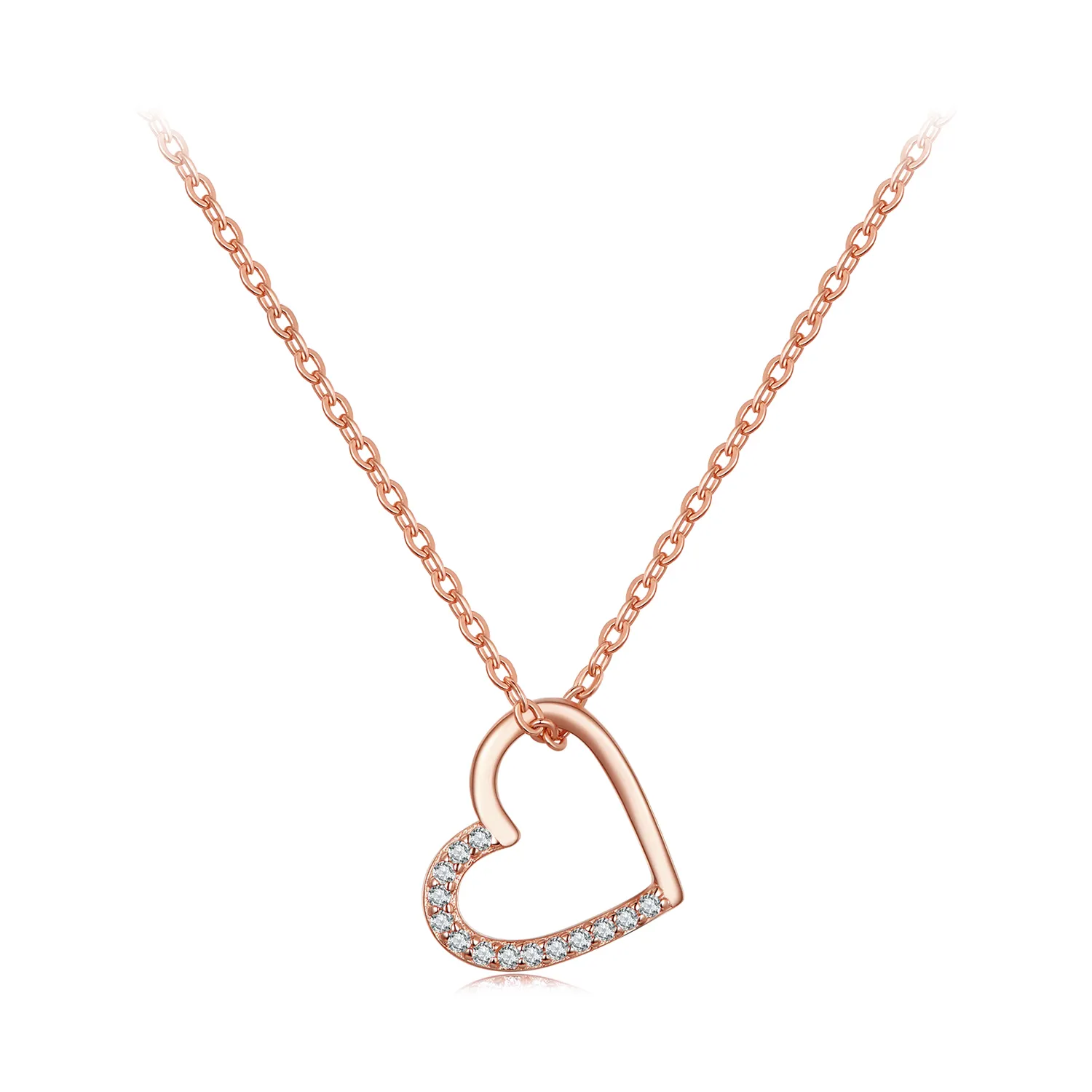 Pandora Style Rose Gold Heart Halskjede - SCN347-C