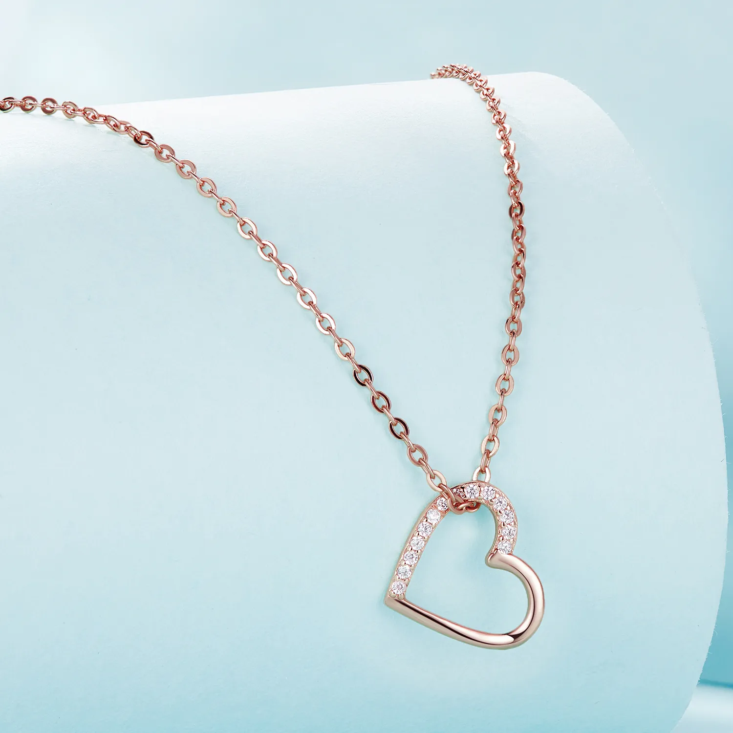 Pandora Style Rose Gold Heart Halskjede - SCN347-C