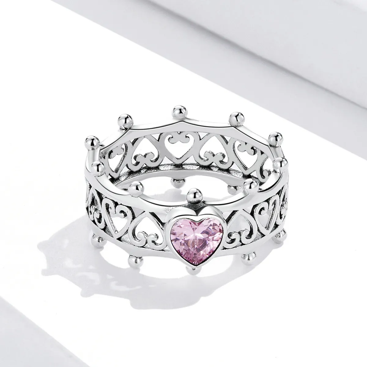 Pandora Style Sparkling Heart Ring - SCR788