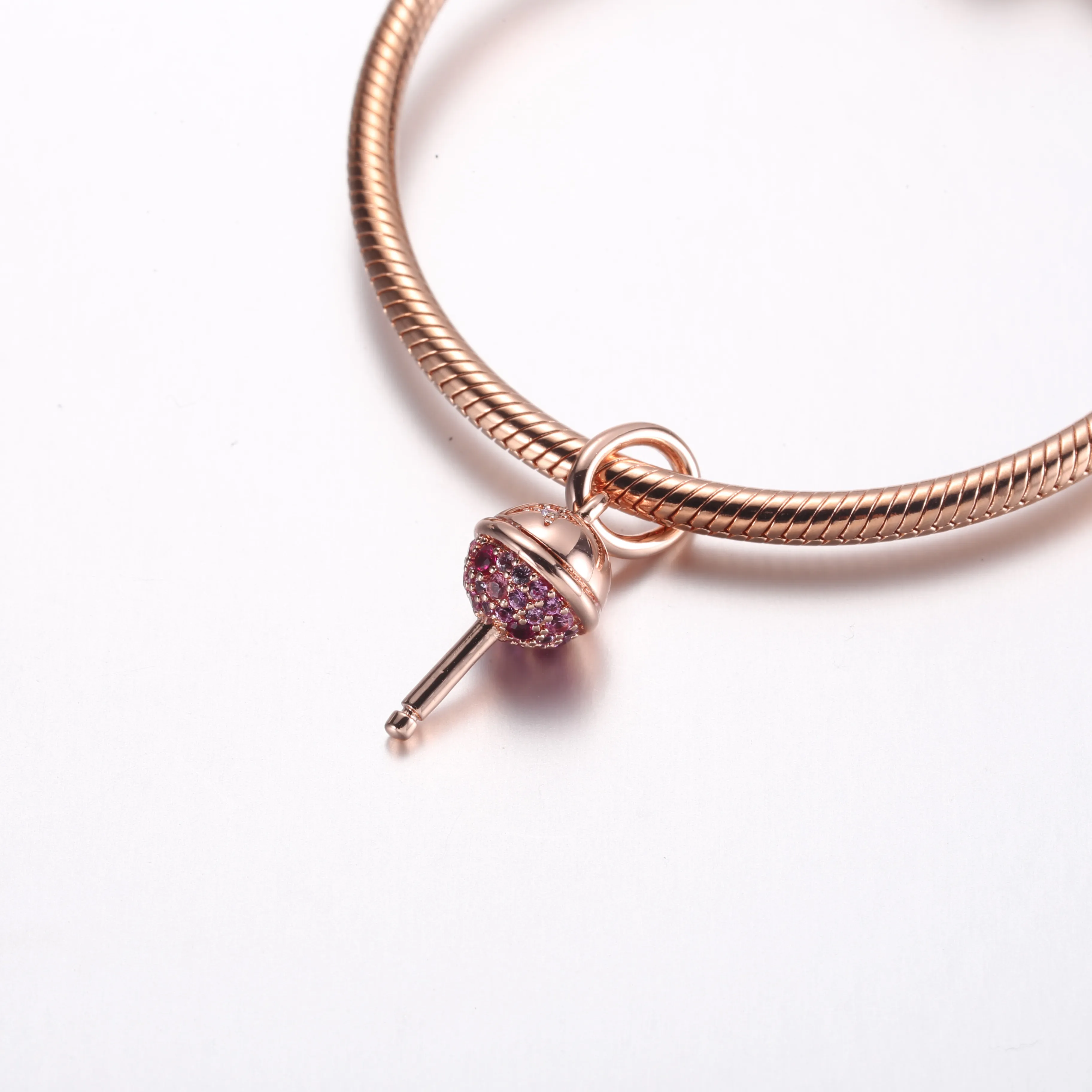 Pandora Lollipop 14k rosegullbelagt dangle med rød cubic zirconia - 782598C01