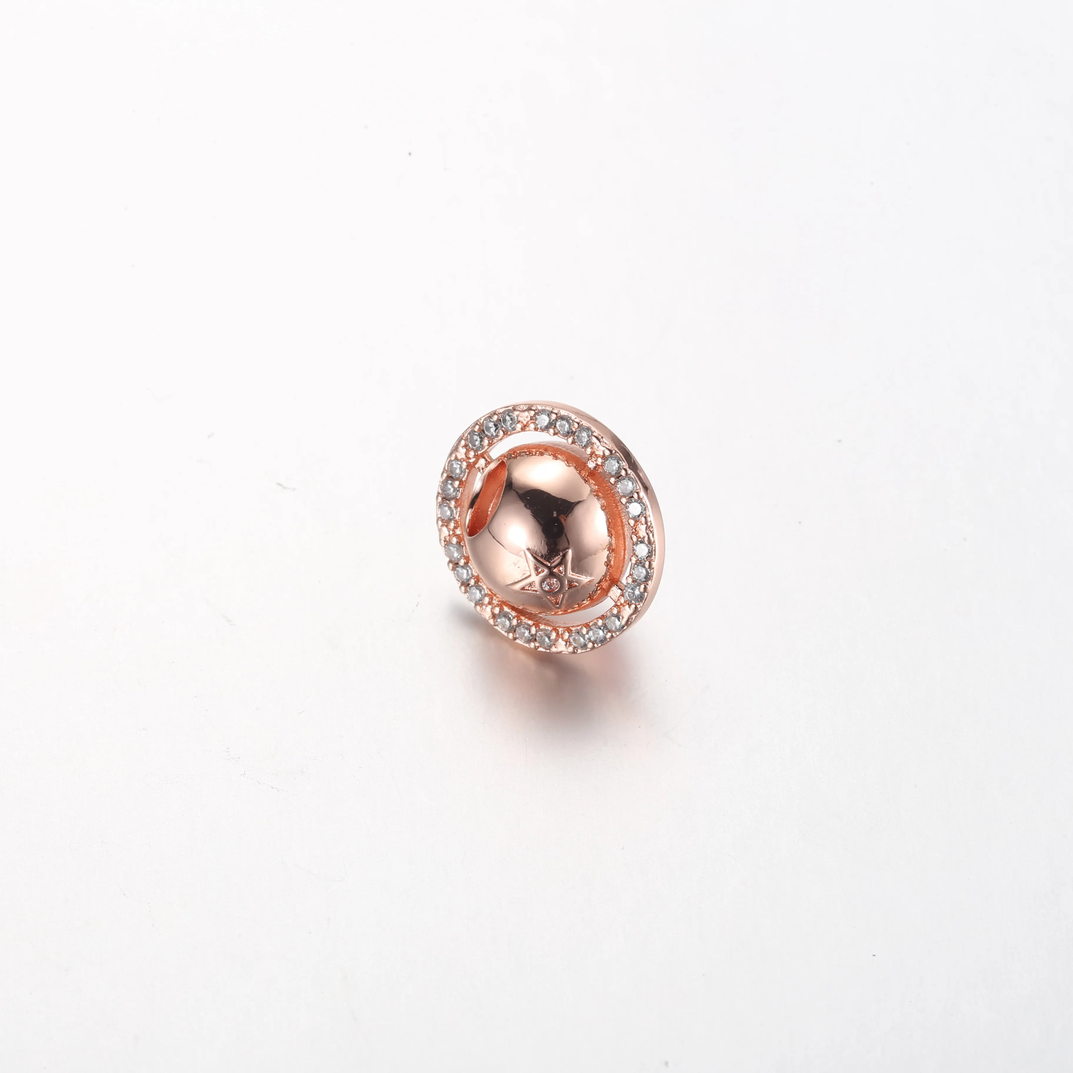 Pandora Saturn planet 14k rose gold-plated charm with clear cubic zirconia - 782438C01