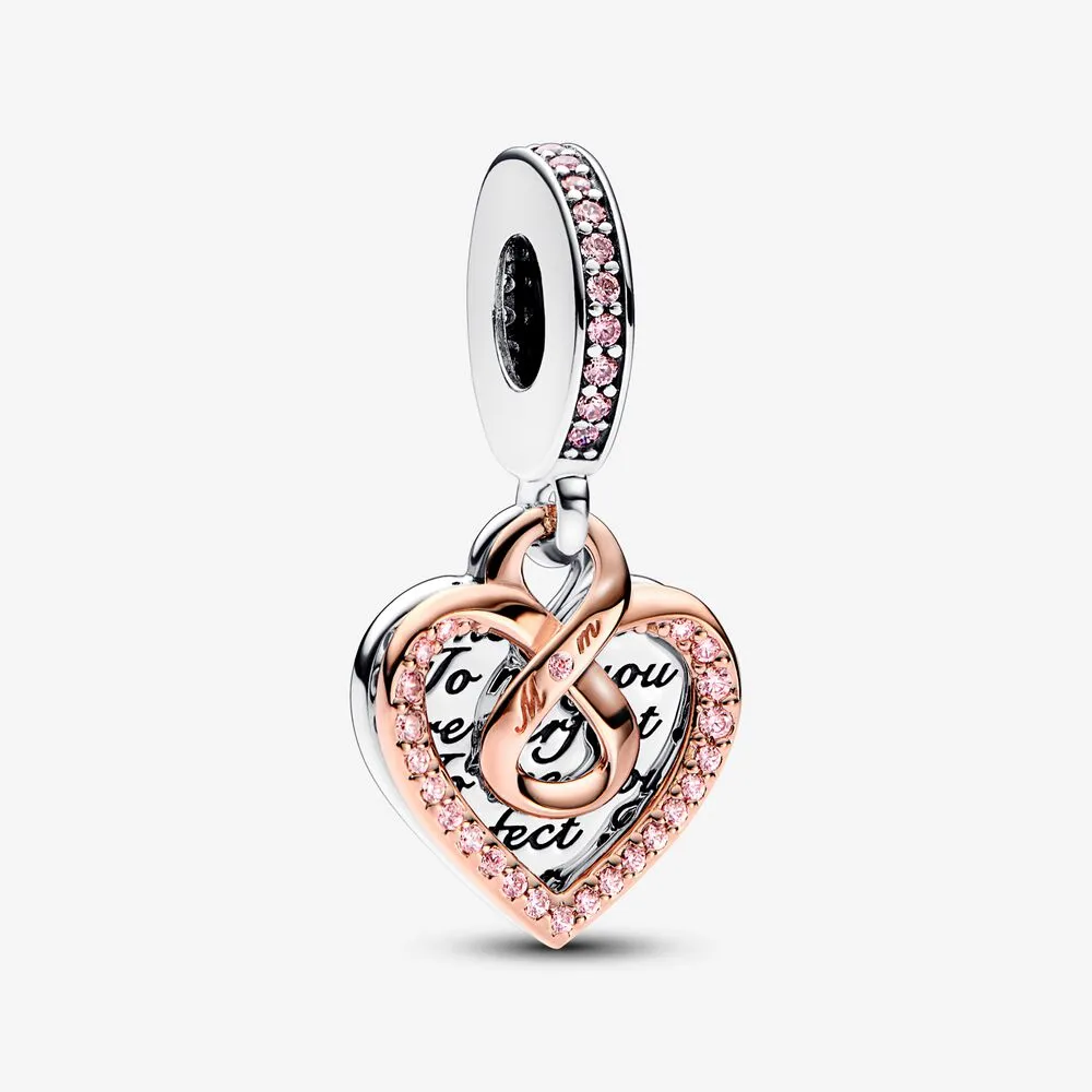 pandora tofarget evighetshjerte dobbel hengende charm 782641c01