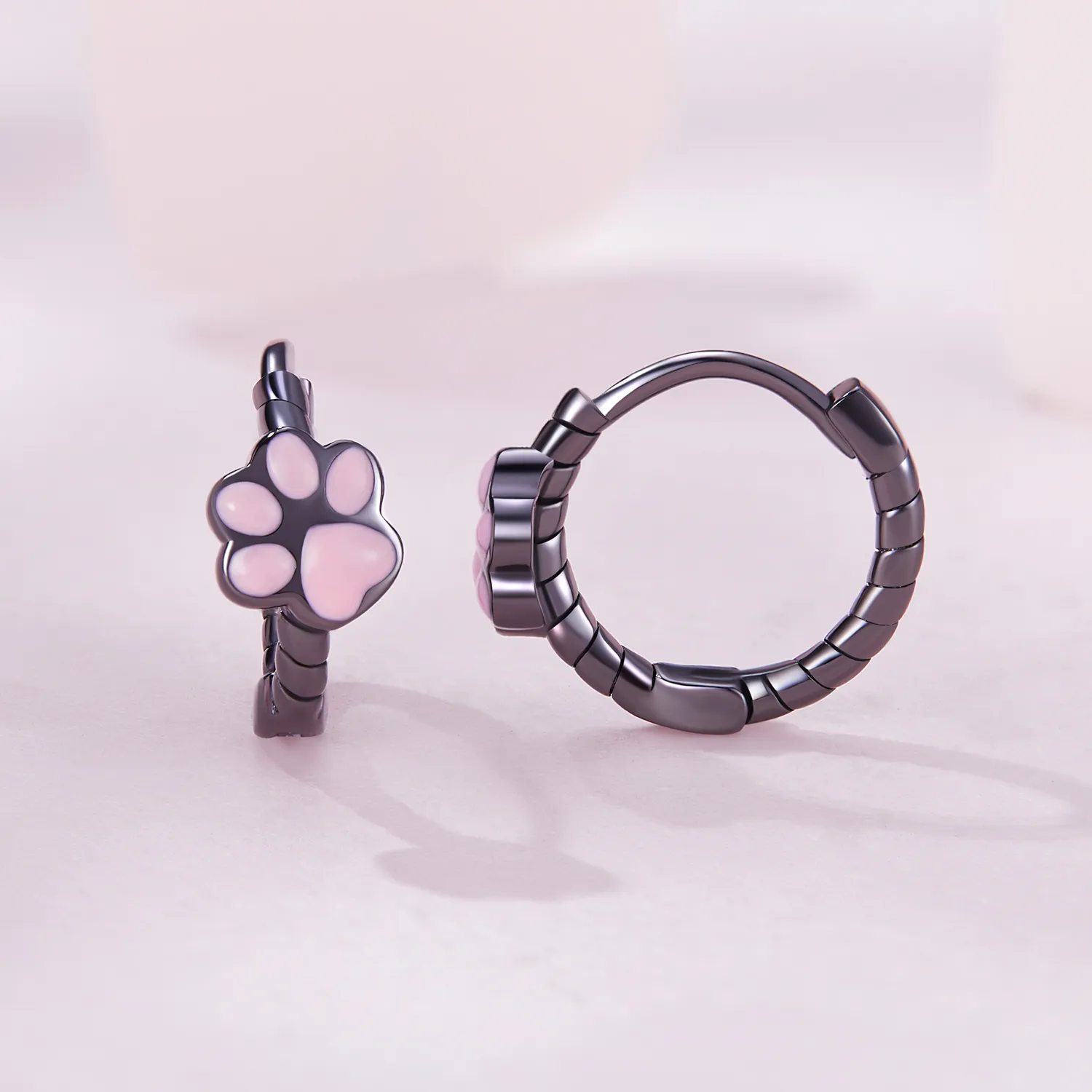 Pandora Style Black Cat Claw Hoop øredobber - SCE1576