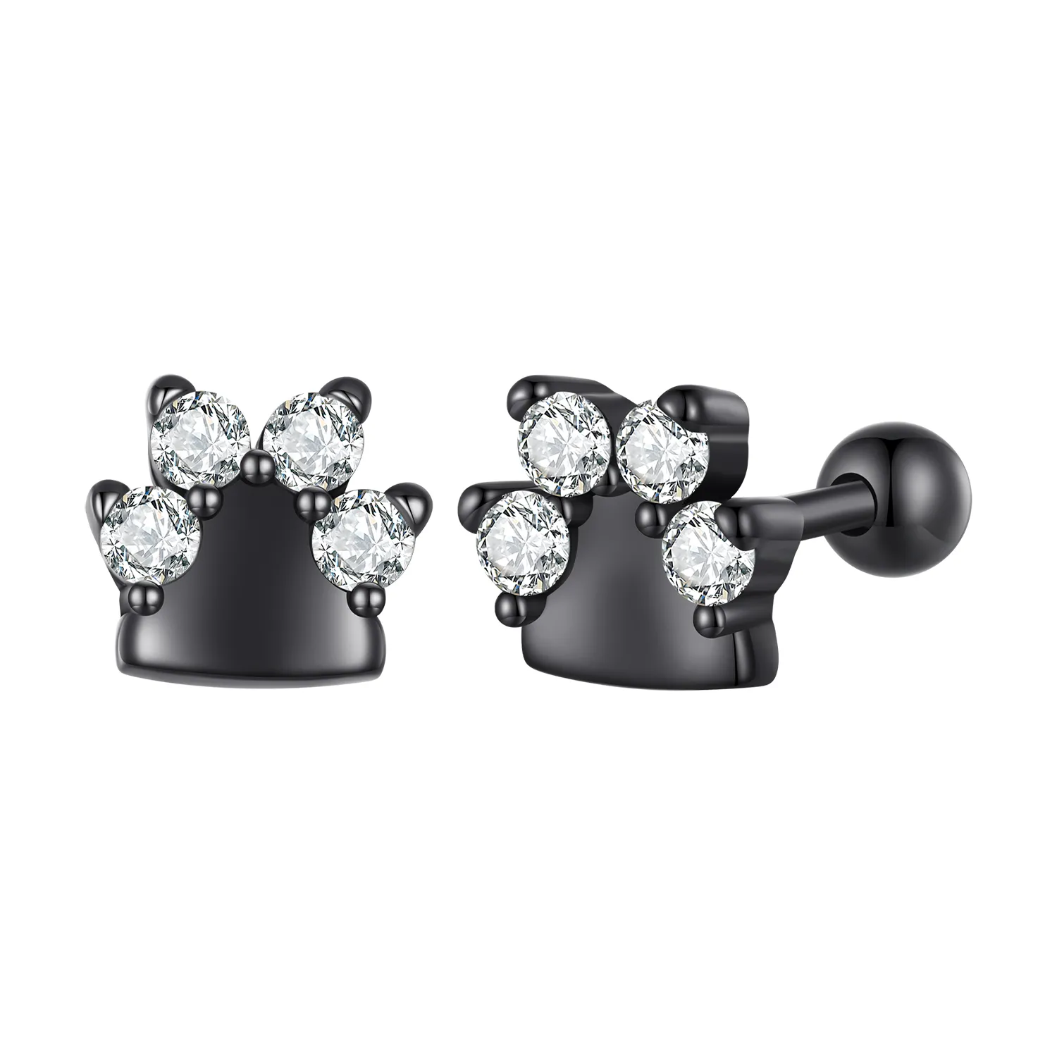 Pandora Style Black Dog Paws Studs øredobber - SCE1575