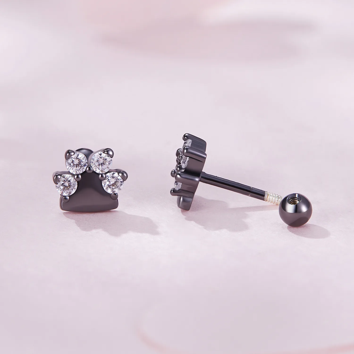 Pandora Style Black Dog Paws Studs øredobber - SCE1575