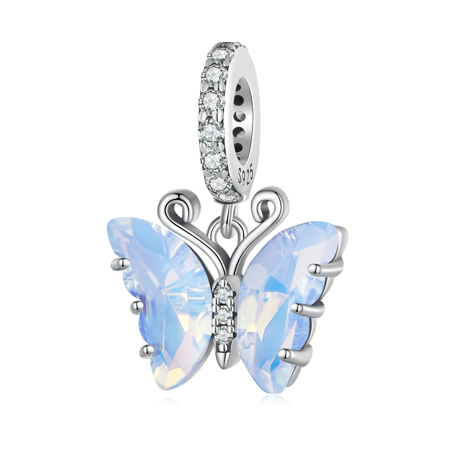 Pandora Style Blue Aurora Butterfly Dingle - SCC2305