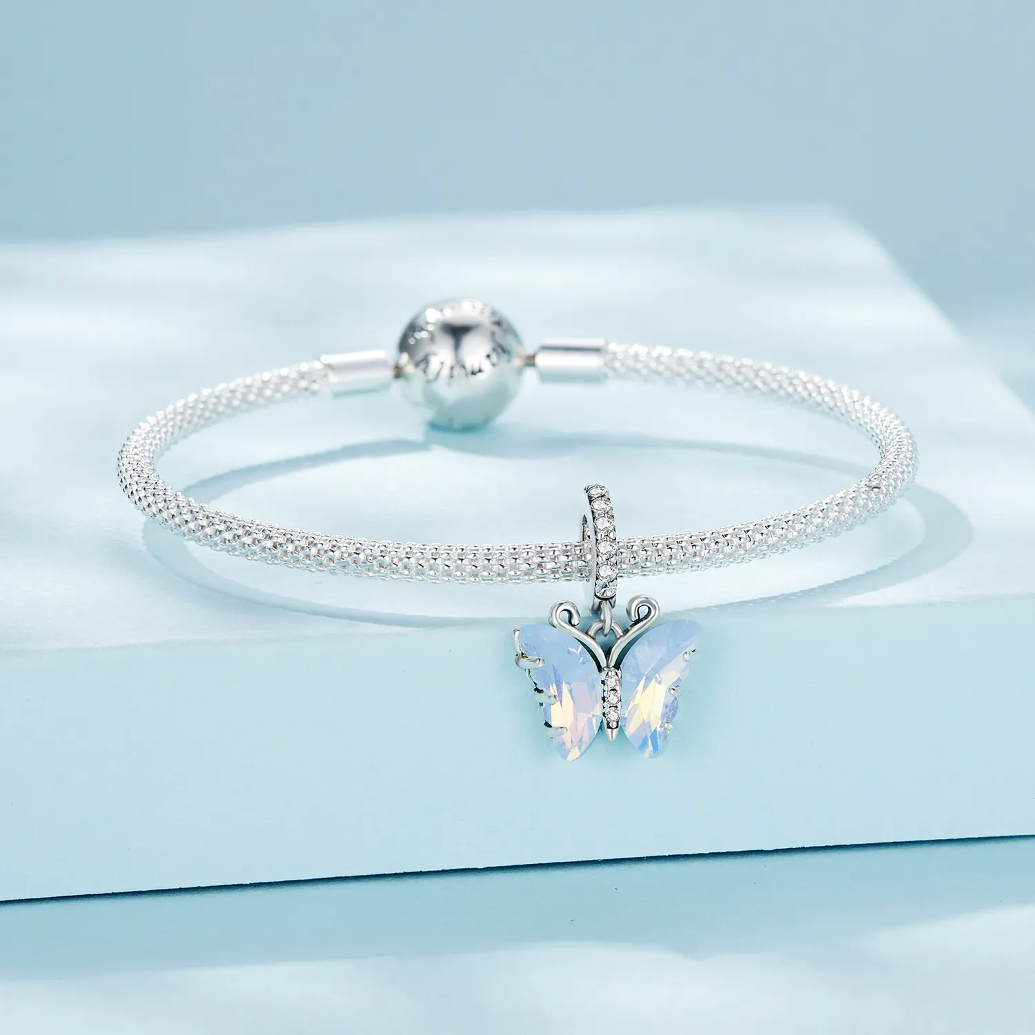 Pandora Style Blue Aurora Butterfly Dingle - SCC2305