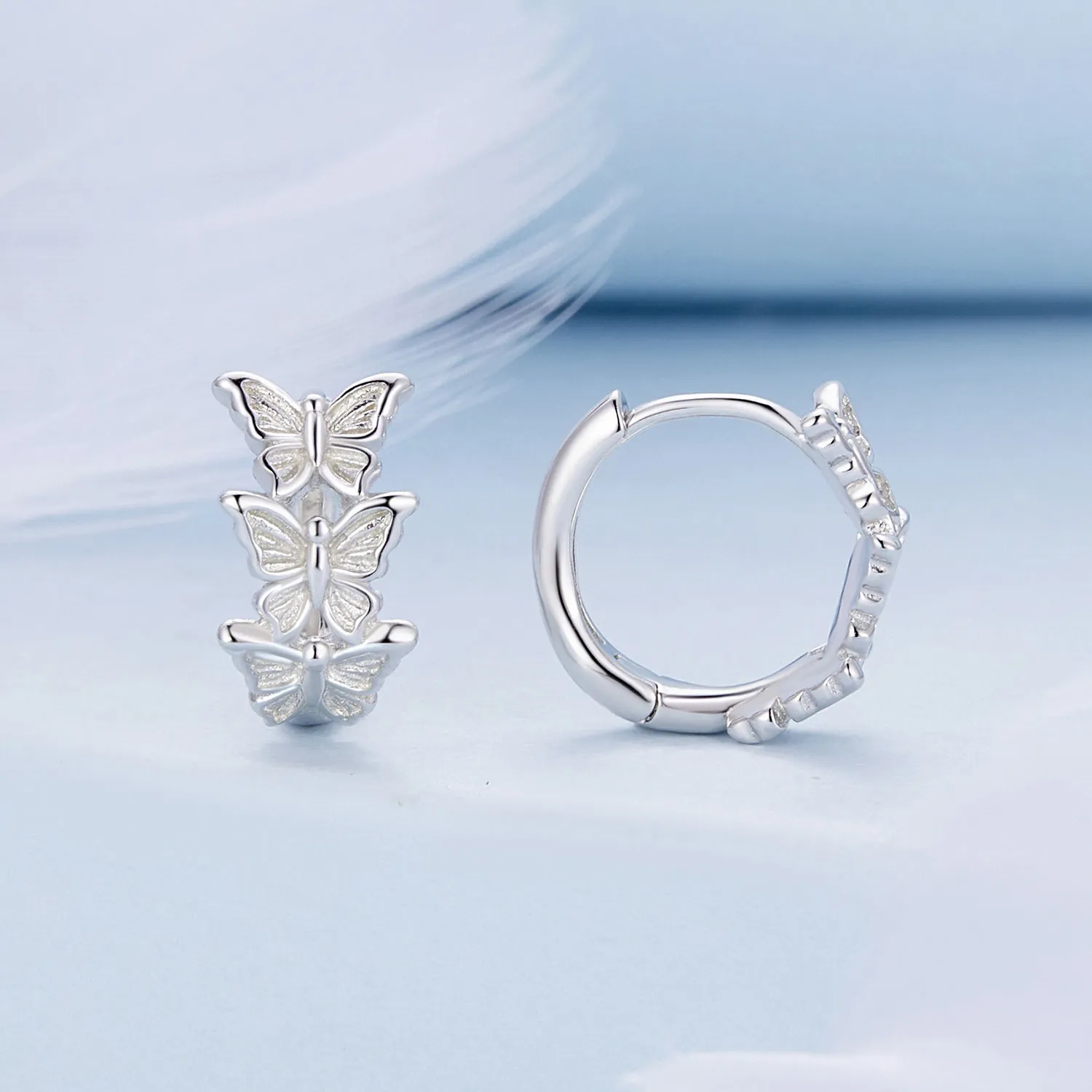 Pandora Style Butterfly Hoop øredobber - BSE908