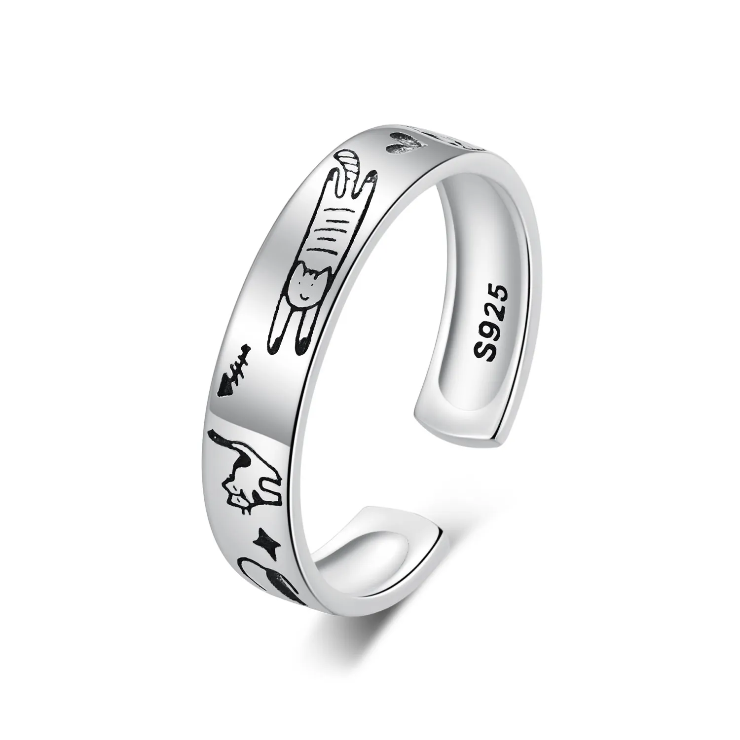 Pandora Style Cat Doodle Ring - SCR951-E