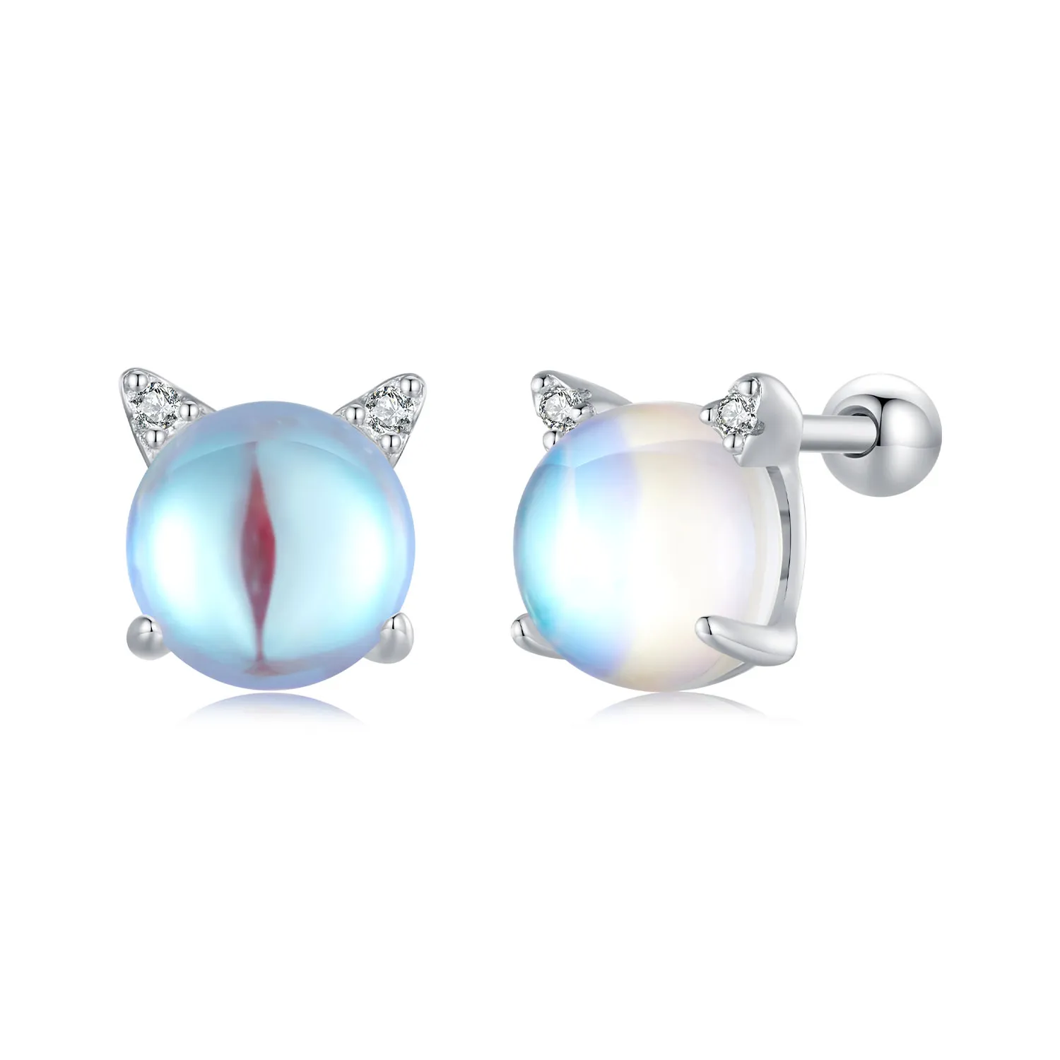 Pandora Style Cat Moonstone Studs Earrings - SCE1622