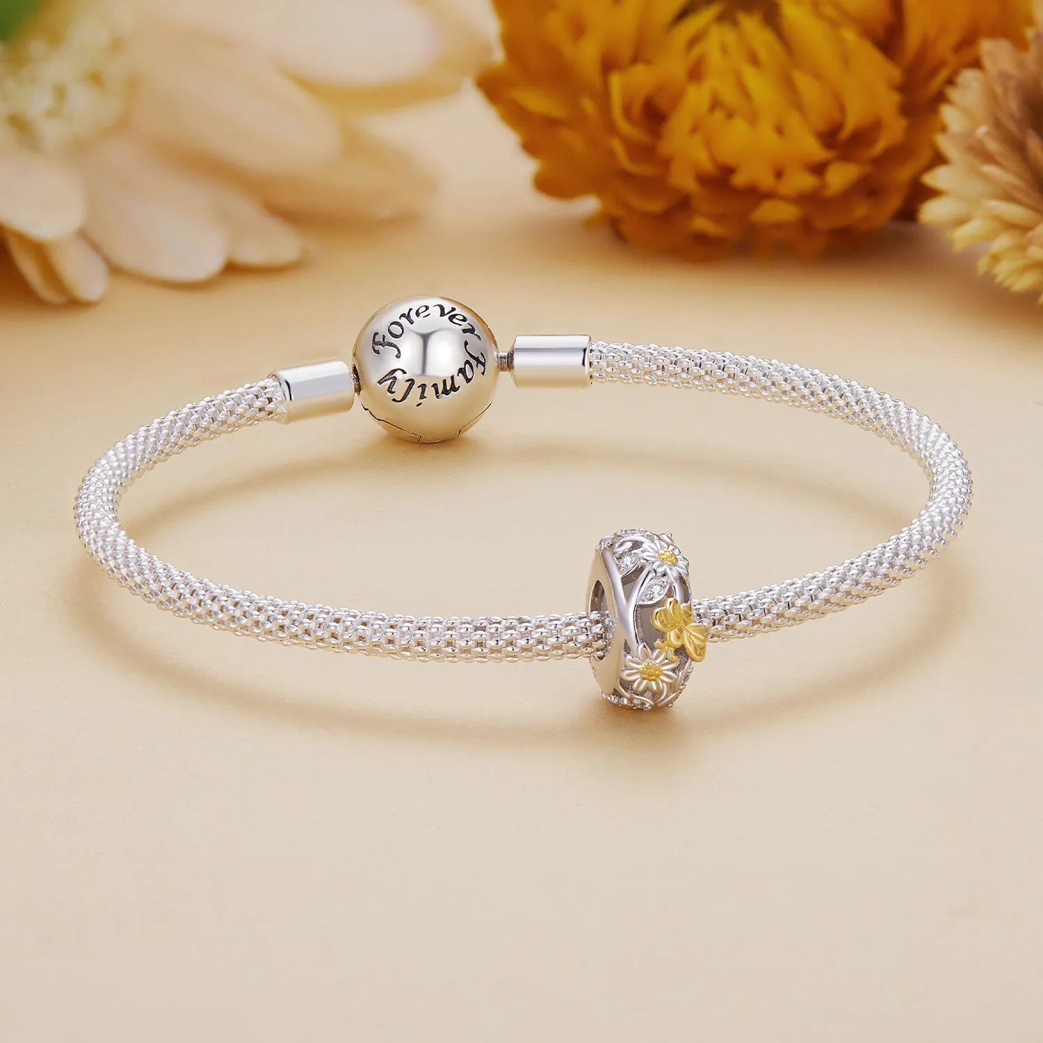 Pandora Style Daisy Bee silikonavstandsstykke - BSC819