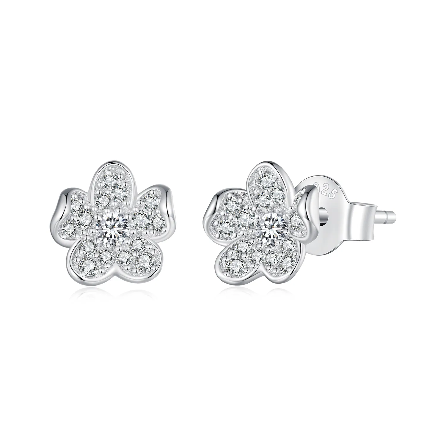 pandora style diamantbelagte ørepynt med blomster bse855