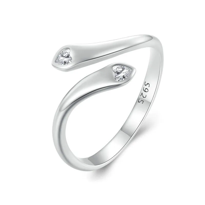 pandora style double heart open ring scr946 e