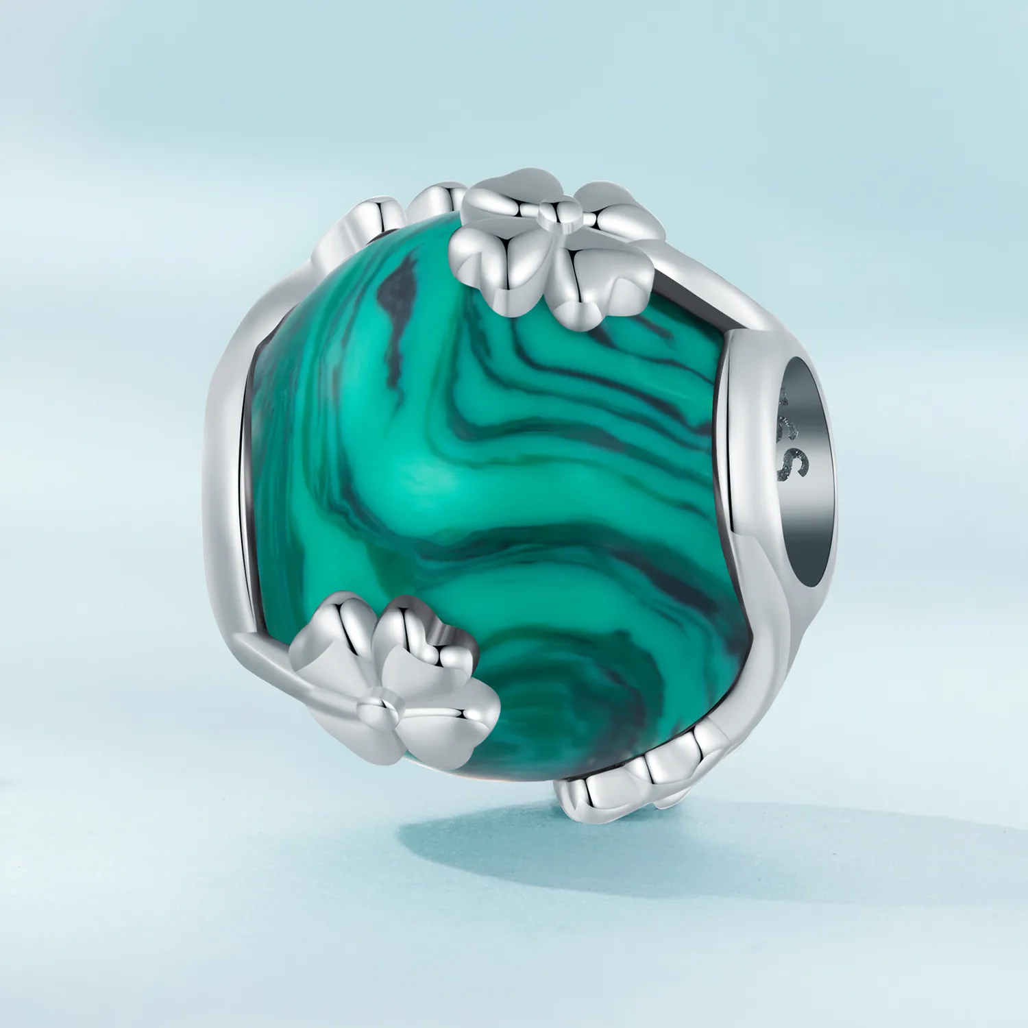 Pandora Style Firkløver Malakitt Charm - SCC2489