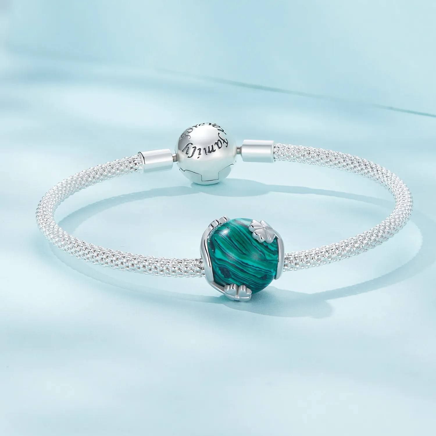 Pandora Style Firkløver Malakitt Charm - SCC2489