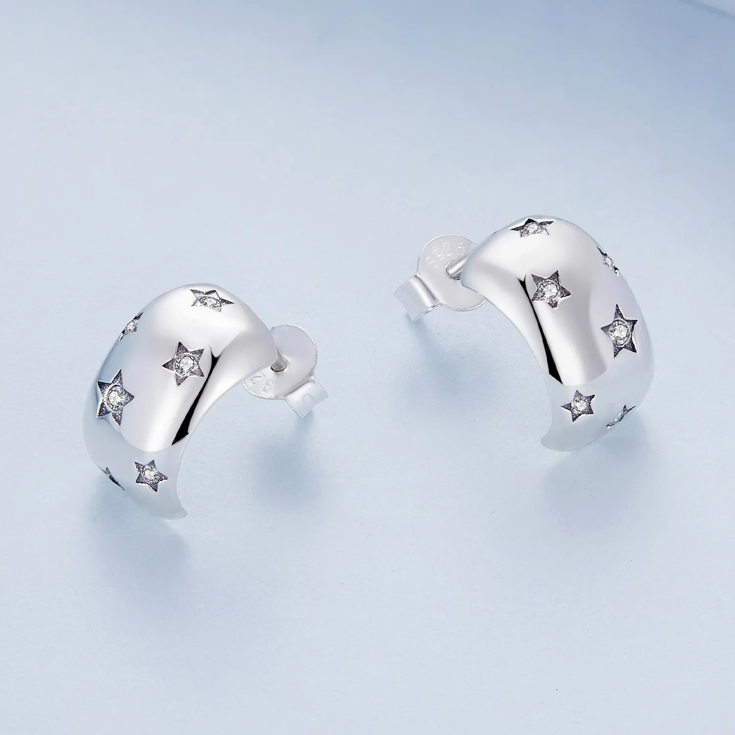 Pandora Style Flash Star Studs Earrings - BSE884