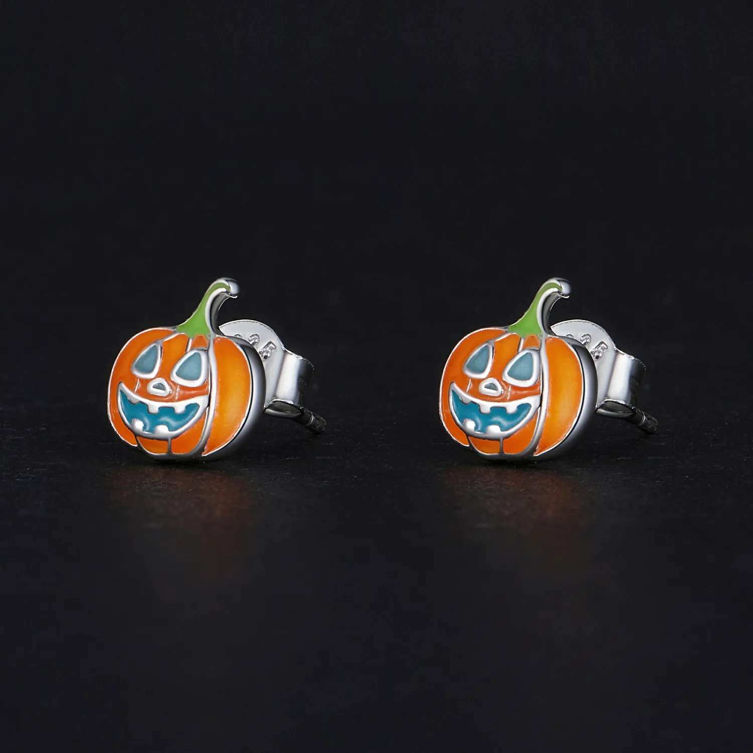 Pandora Style Glow-In-The-Dark Pumpkin Personalized Studs Øredobber - SCE1640