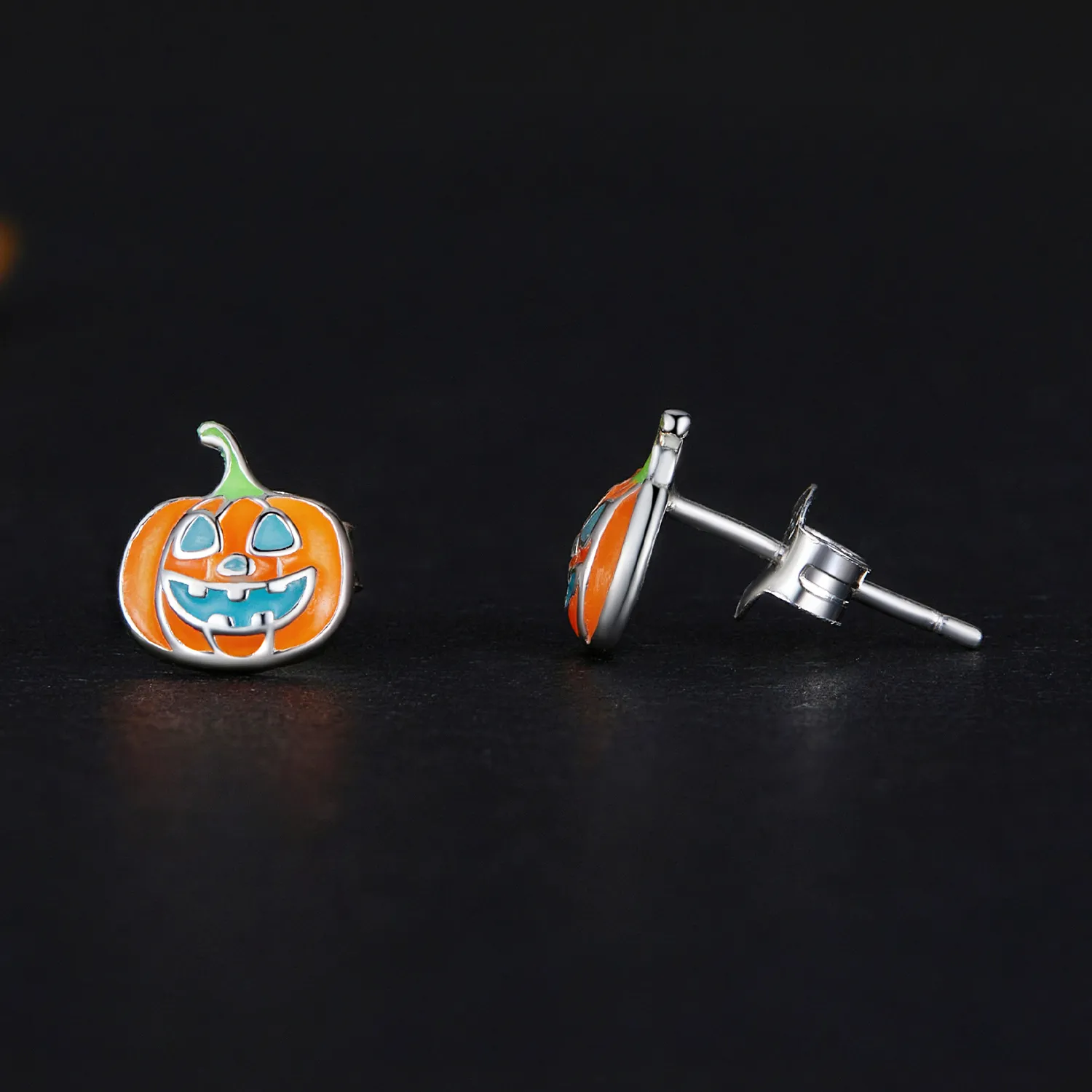 Pandora Style Glow-In-The-Dark Pumpkin Personalized Studs Øredobber - SCE1640