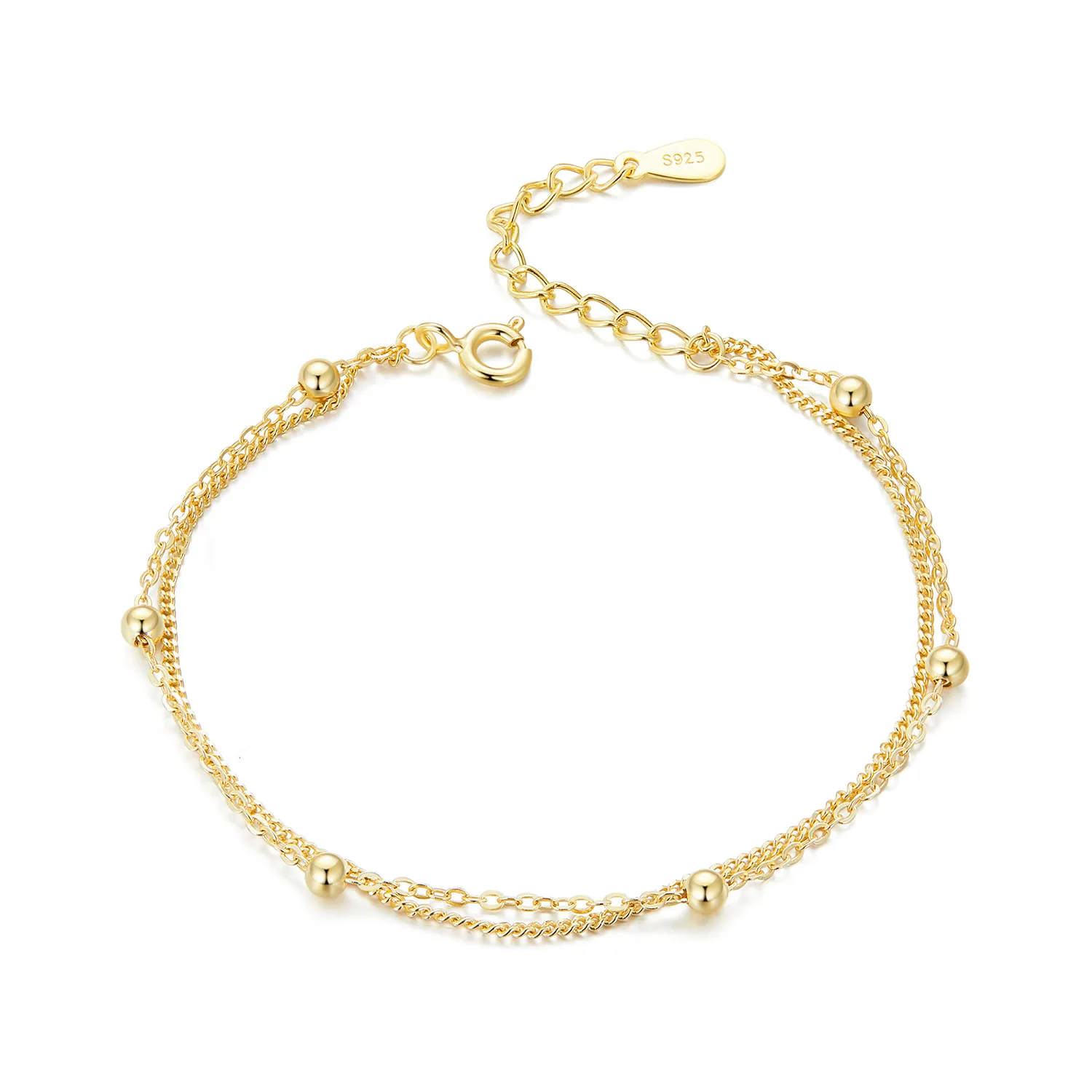 Pandora Style Golden Bead Chain Bracelet - SCB131-B