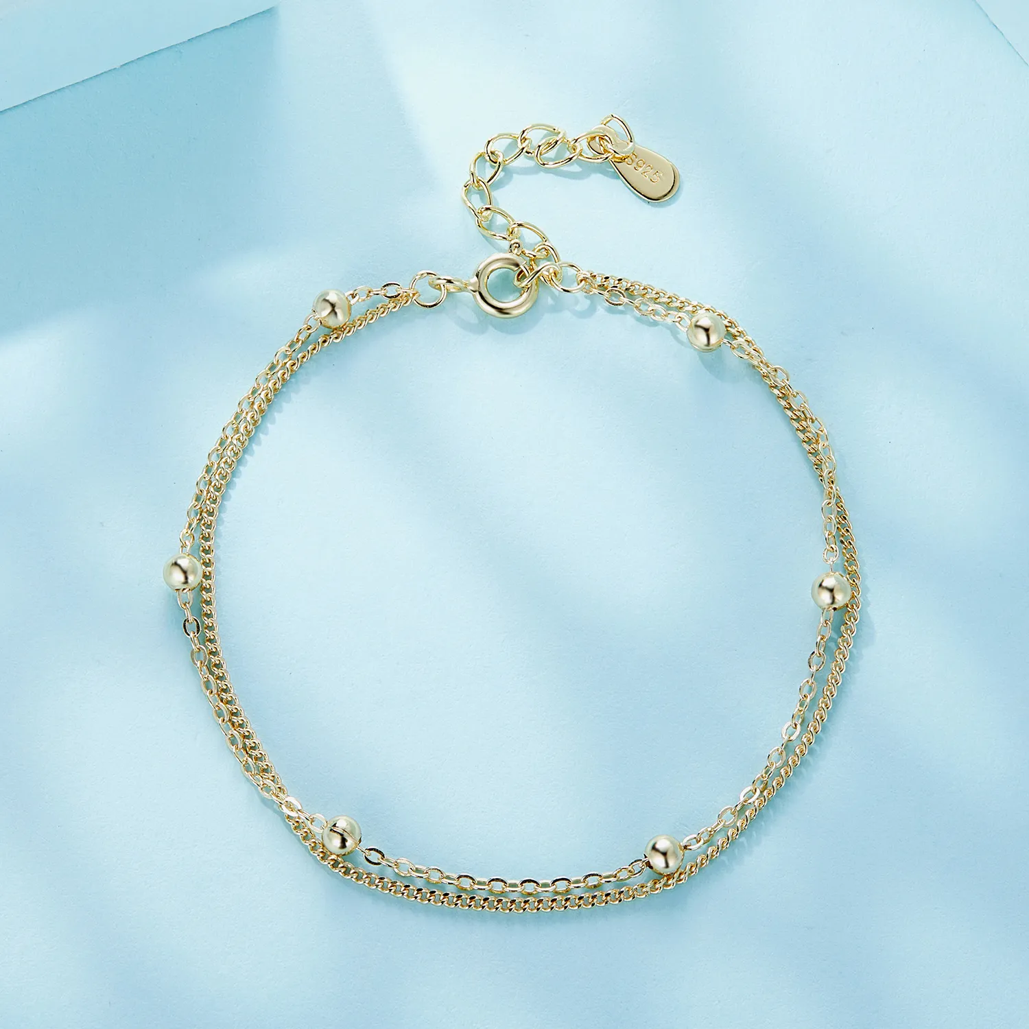 Pandora Style Golden Bead Chain Bracelet - SCB131-B