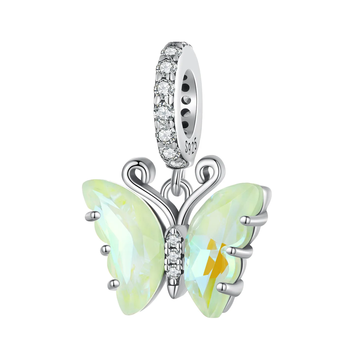 pandora style green aurora butterfly dingle scc2305 gn