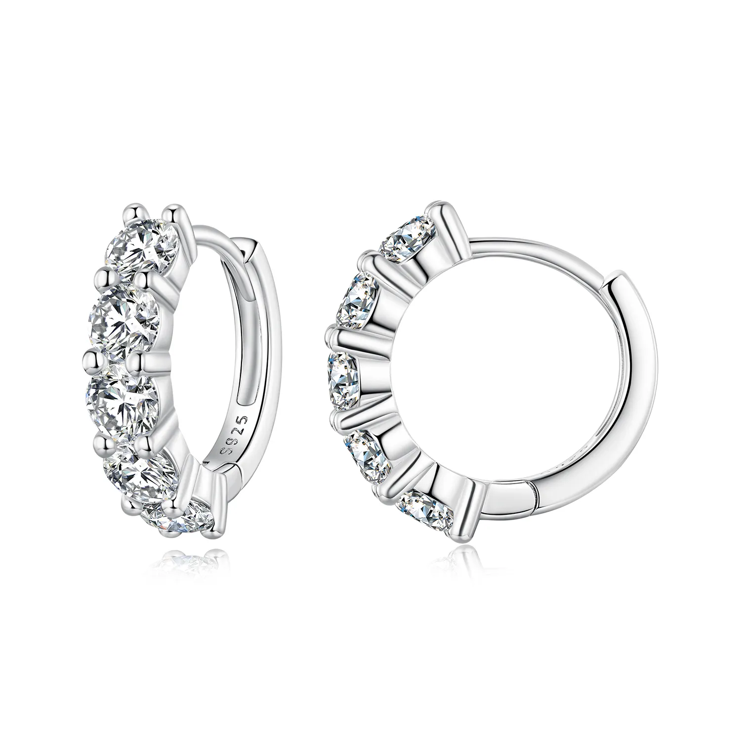 Pandora Style Half Hoop Moissanite Diamond Hoop øredobber - MSE033