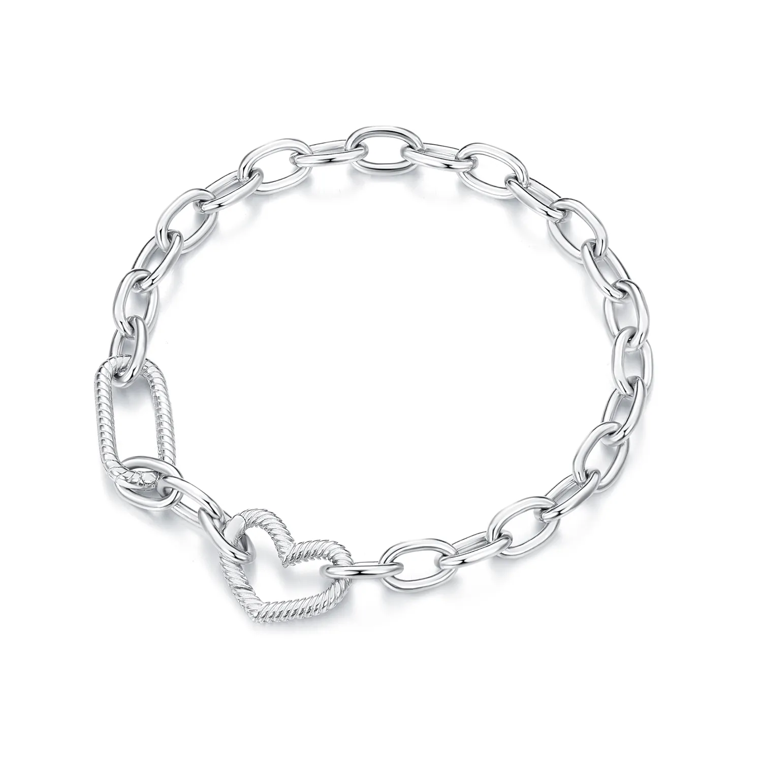 pandora style heart chain armbånd scb258