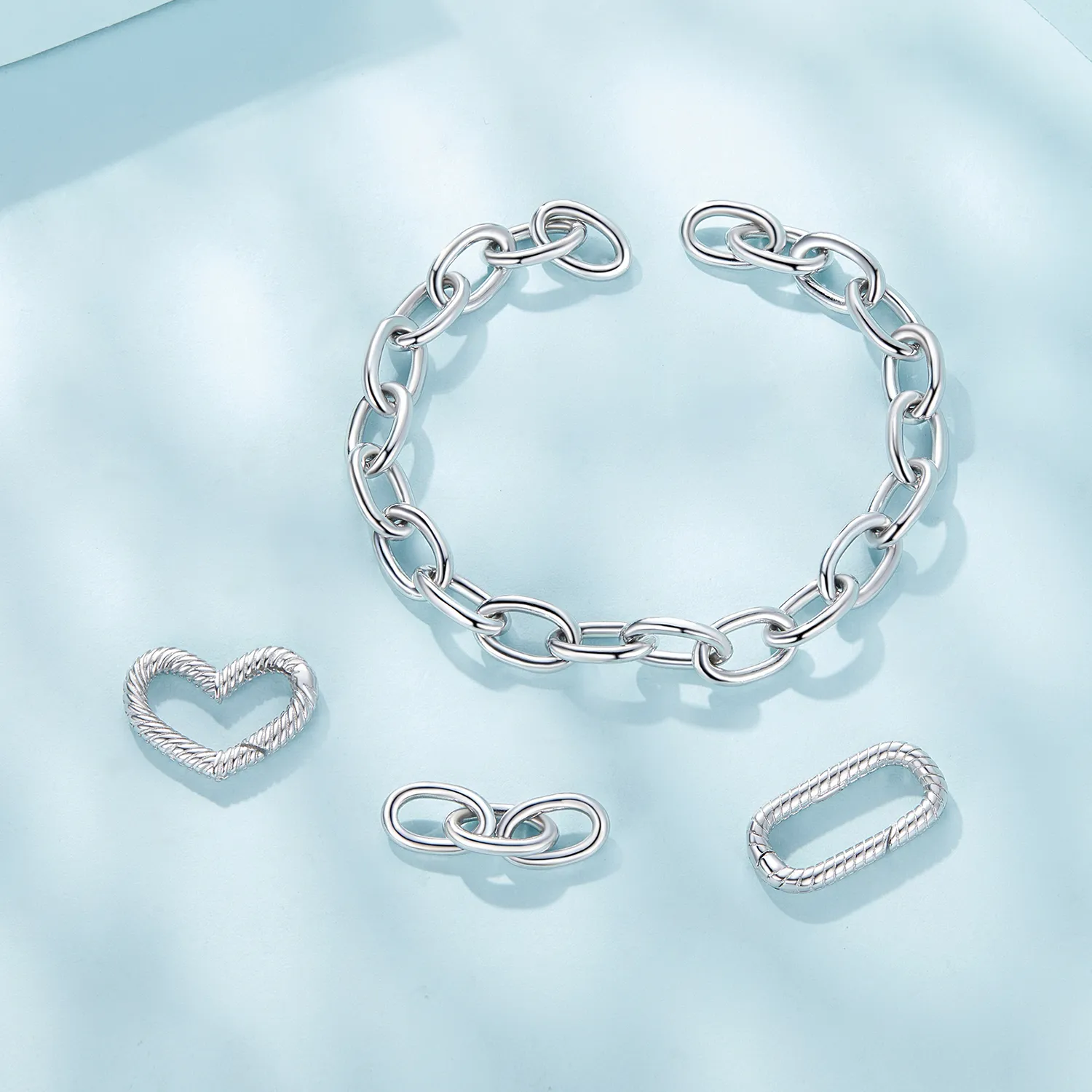 Pandora Style Heart Chain Armbånd - SCB258