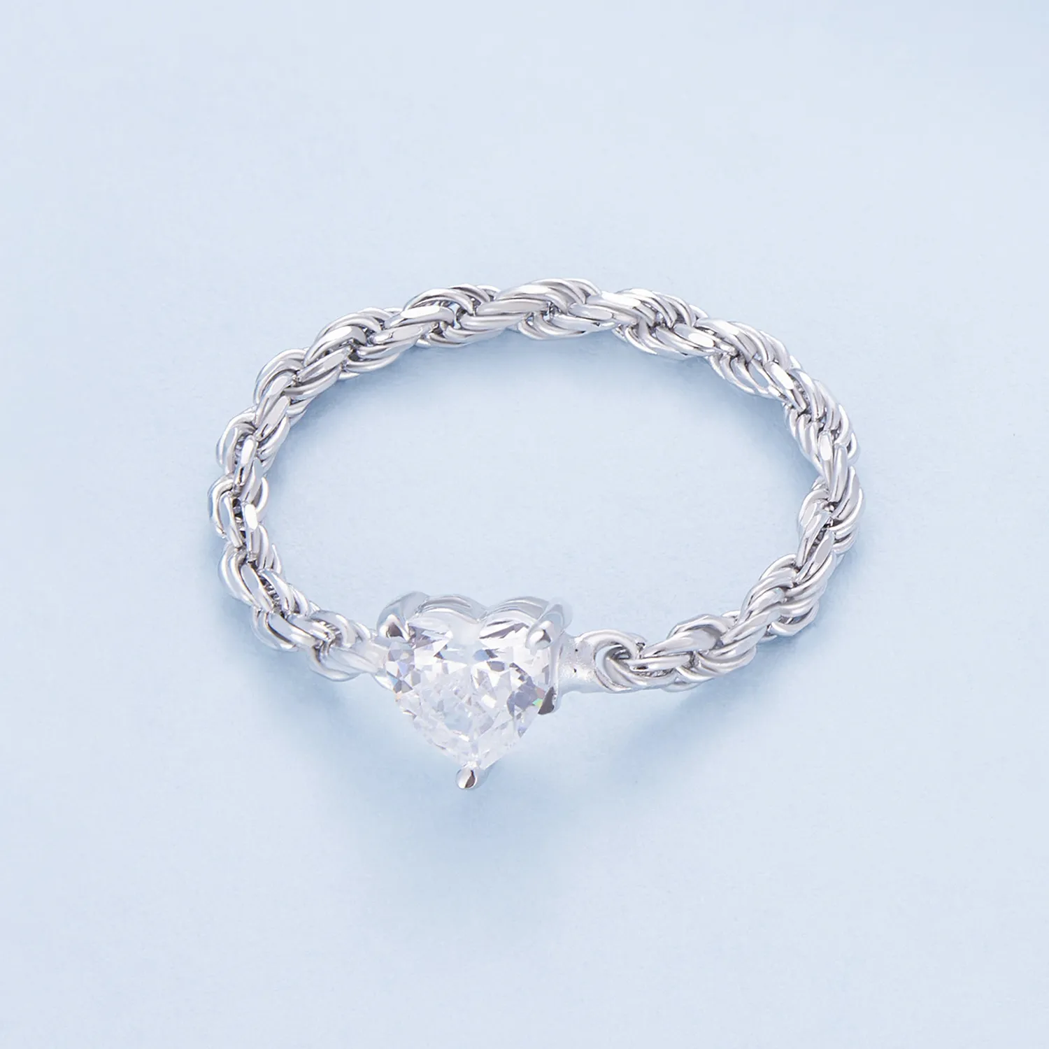 Pandora Style Heart Chain Ring - BSR410