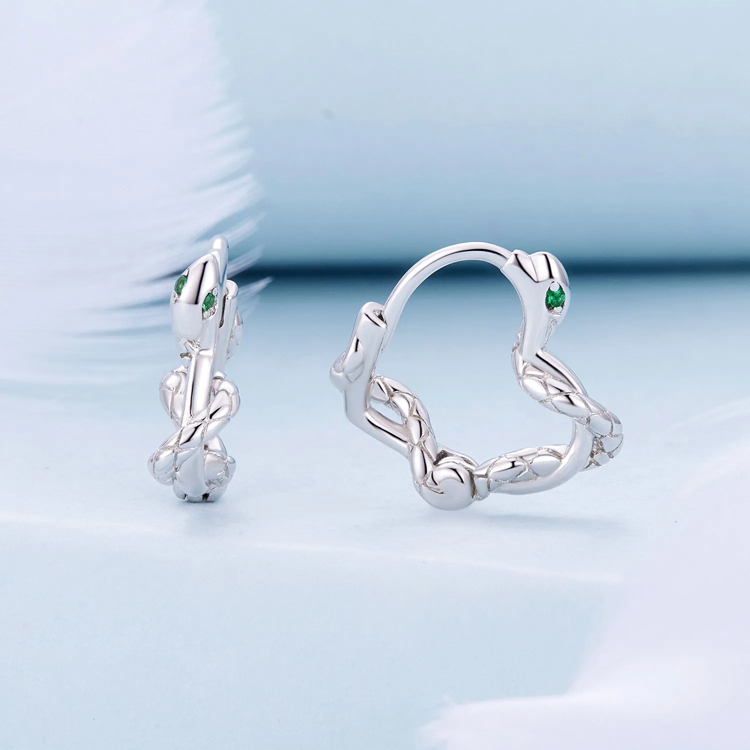 Pandora Style Hjerteformede Spirit Snake Hoop øredobber - BSE911