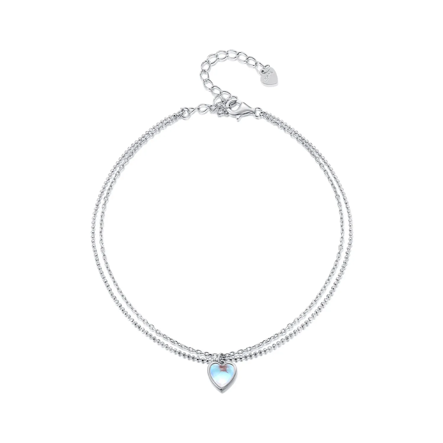 Pandora Style Hjerteformet Dobbel Layer Anklet - SCT024