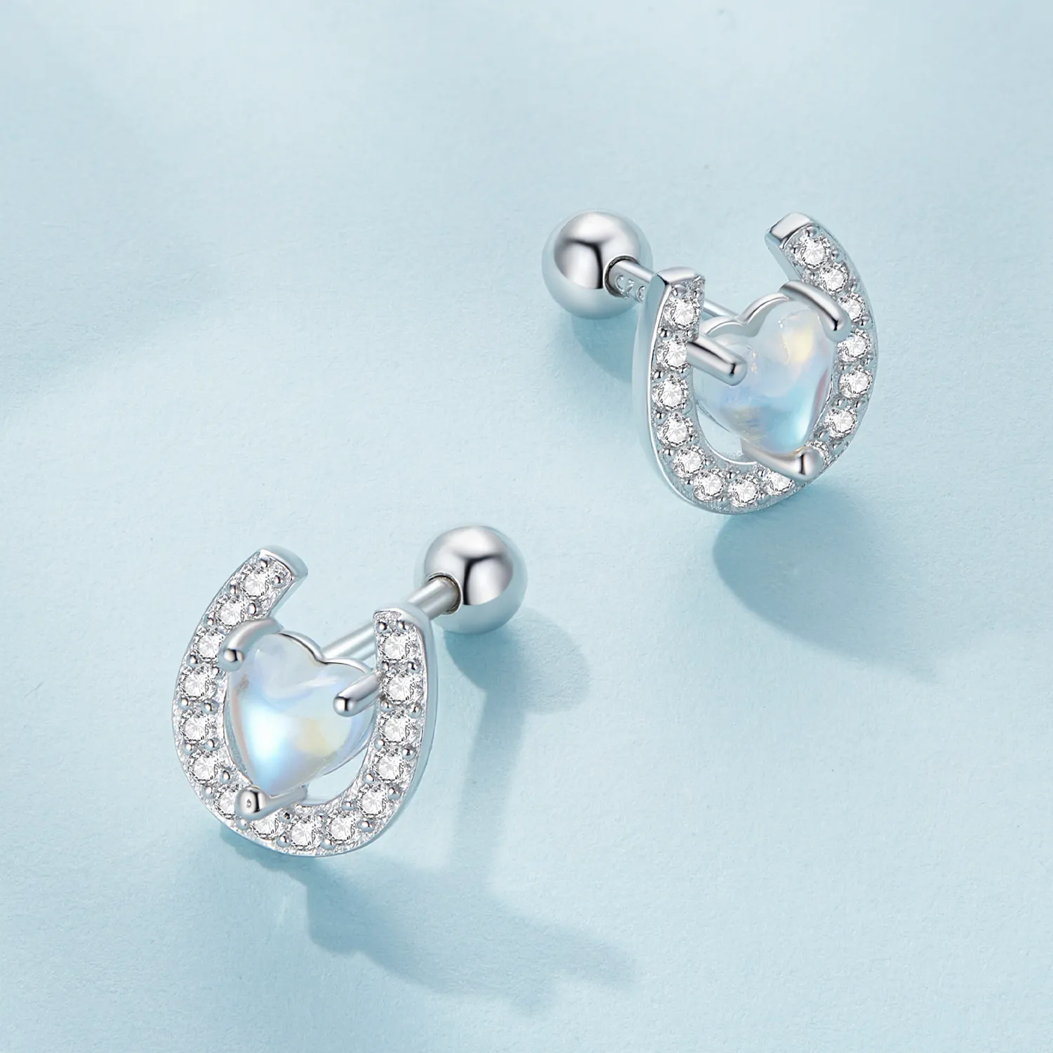 Pandora Style Horseshoe Runde Ørepropper Studs øredobber - SCE1612