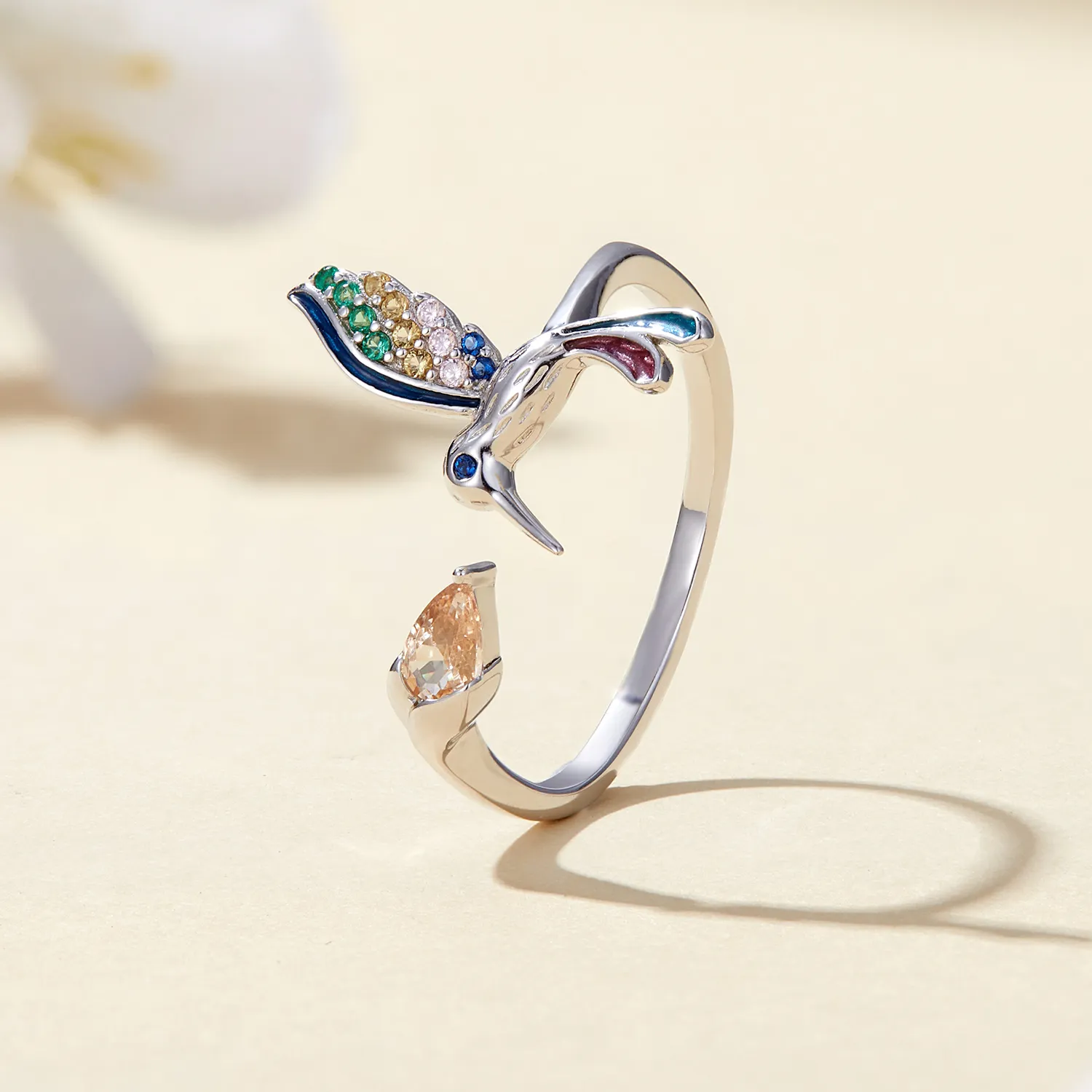 Pandora Style Hummingbird Open Ring - BSR391