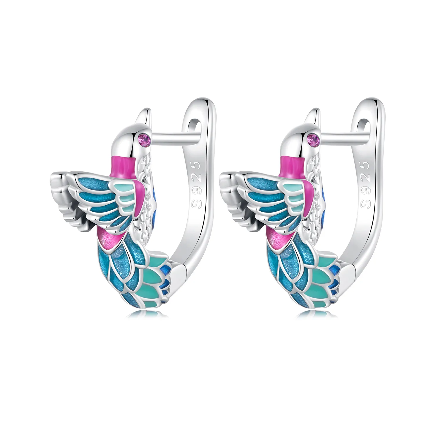 Pandora Style Kingfisher Hoop Earrings - BSE899