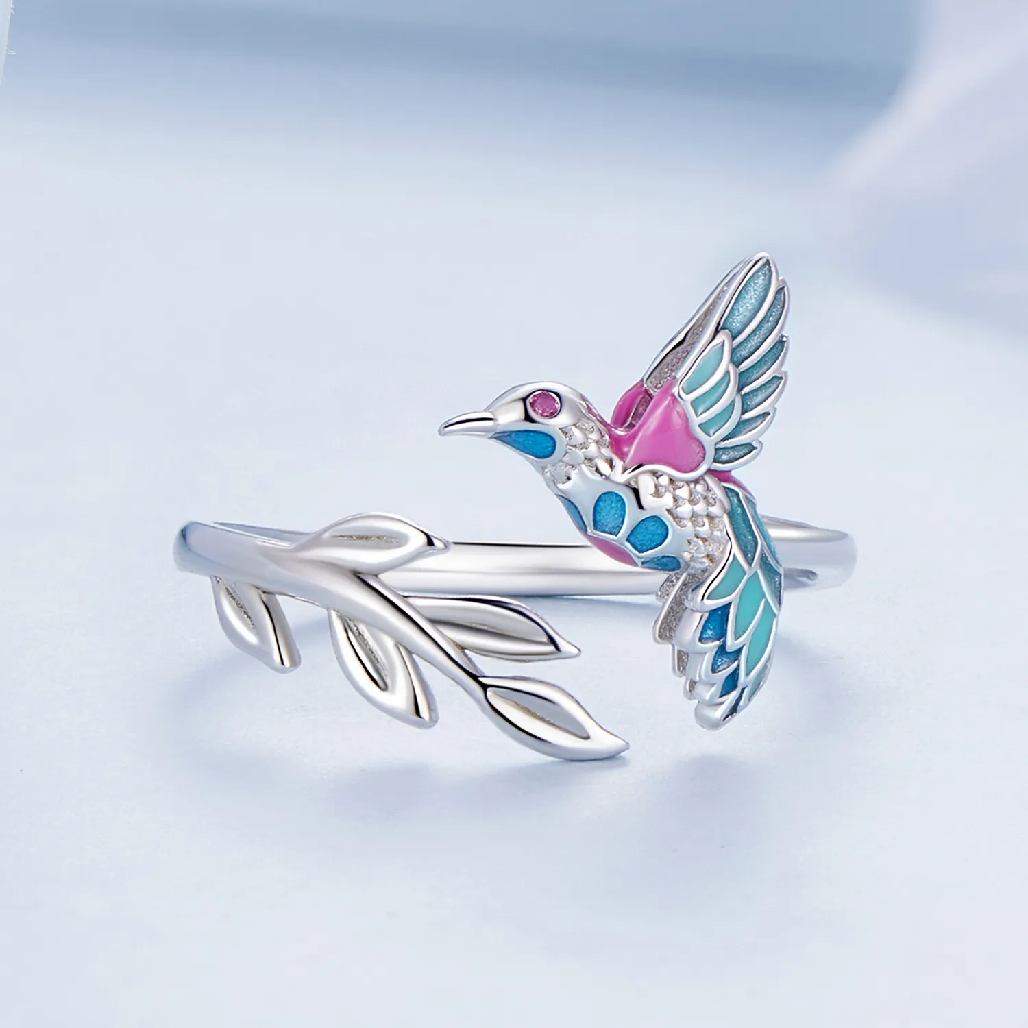 Pandora Style Kingfisher åpen ring - BSR483-E