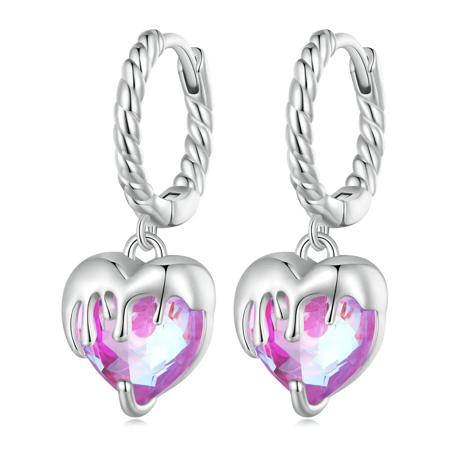 Pandora Style Melting Heart Hoop øredobber - BSE833