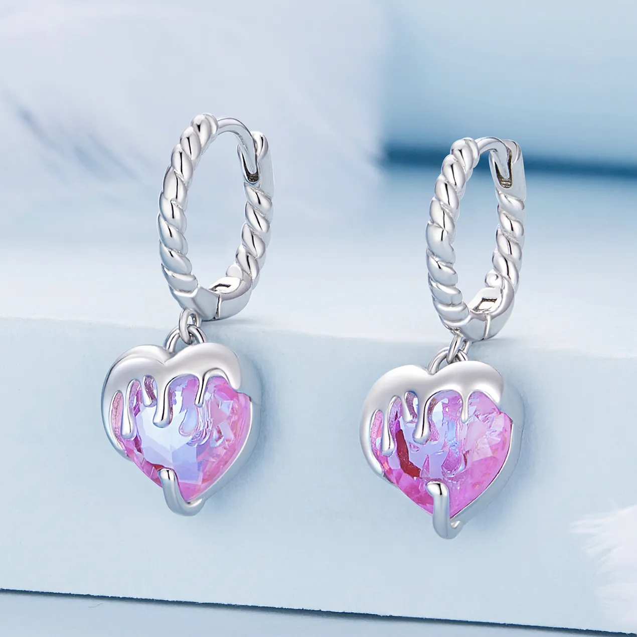 Pandora Style Melting Heart Hoop øredobber - BSE833