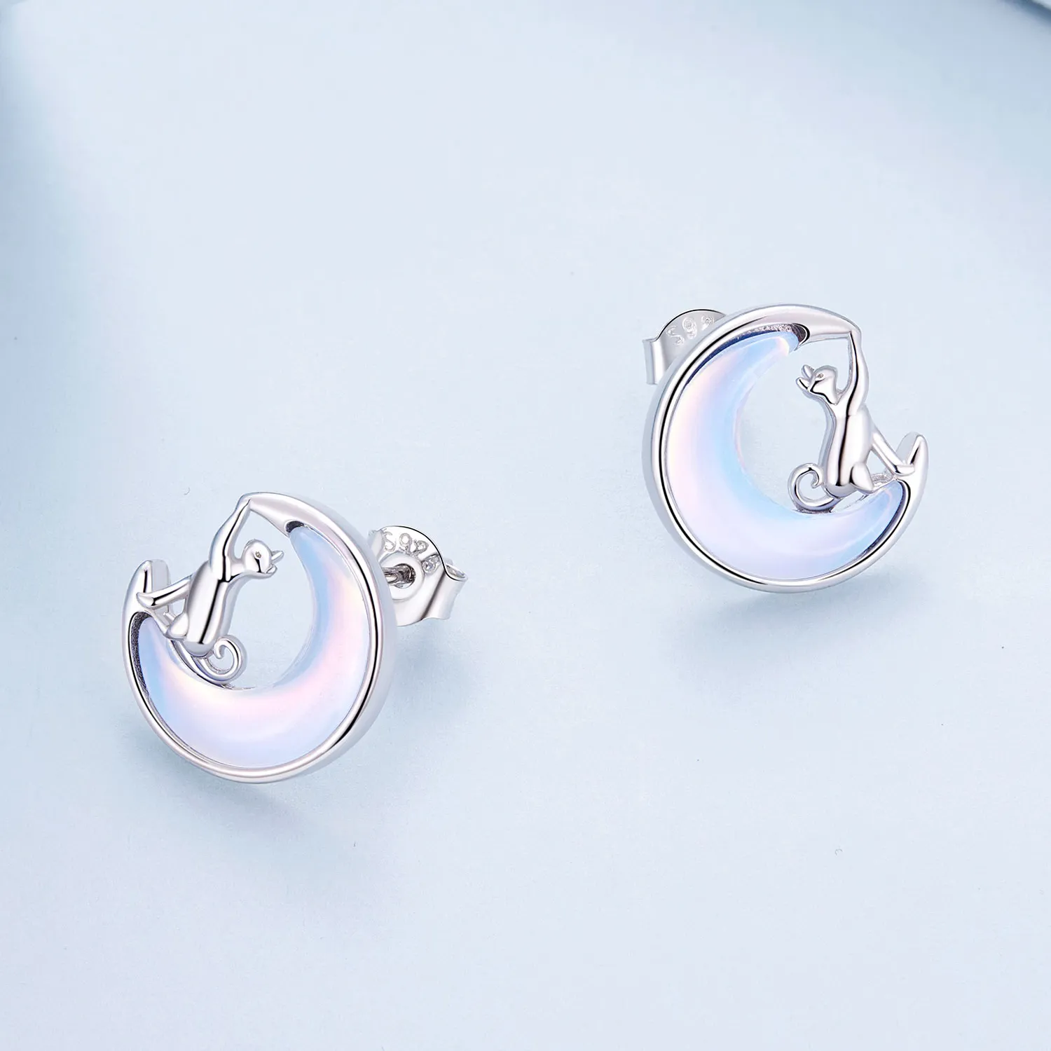 Pandora Style Moon Cat Studs øredobber - BSE913