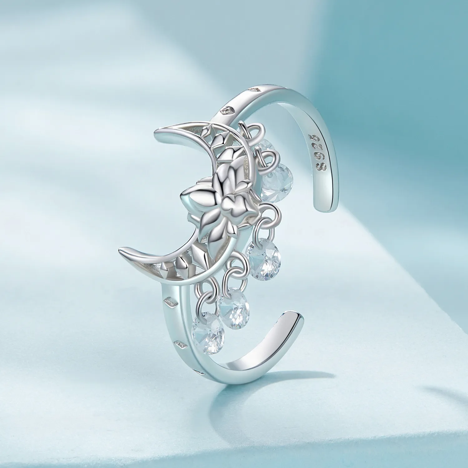 Pandora Style Moon Lotus Ring - SCR955