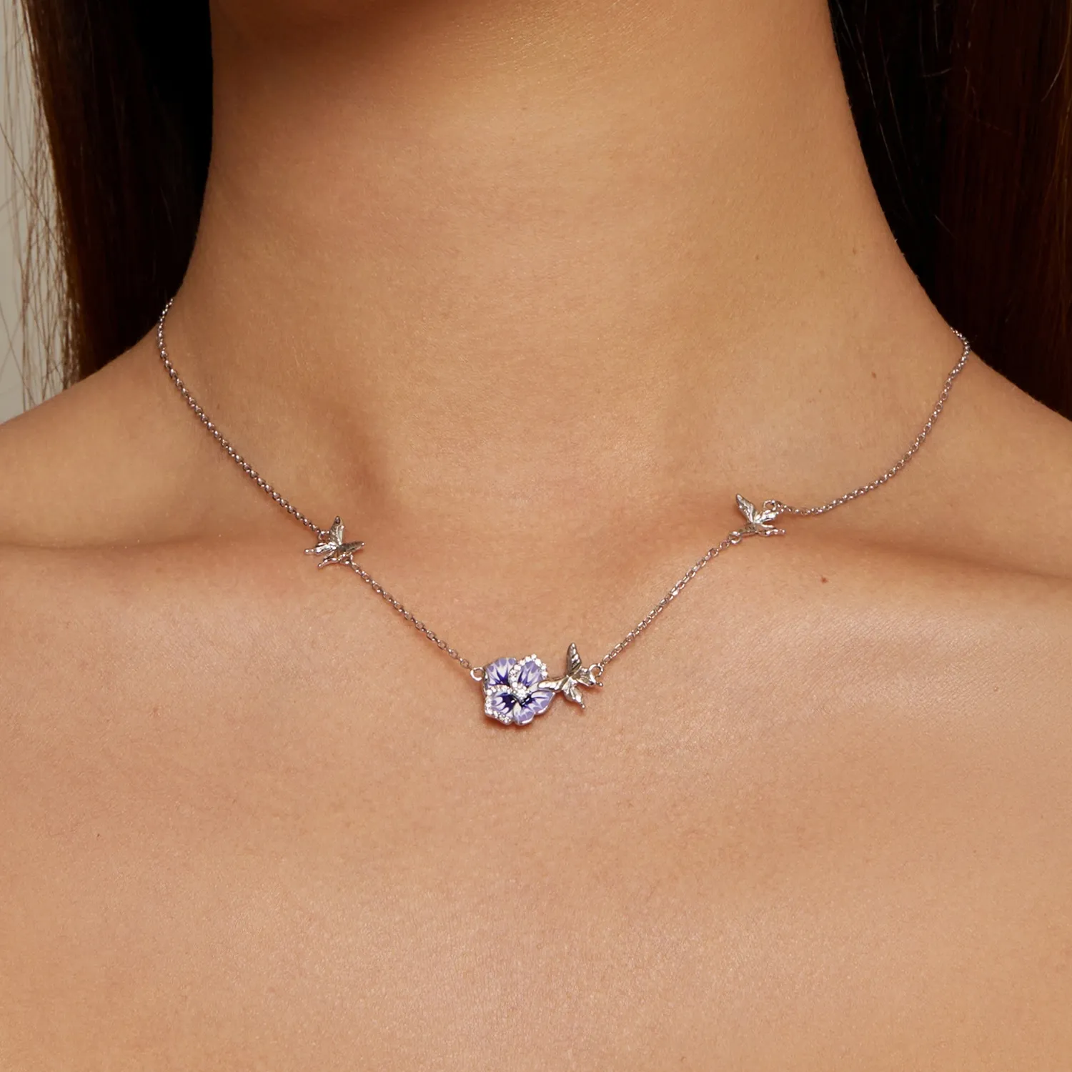 Pandora Style Pansy Stretch Necklace - BSN336