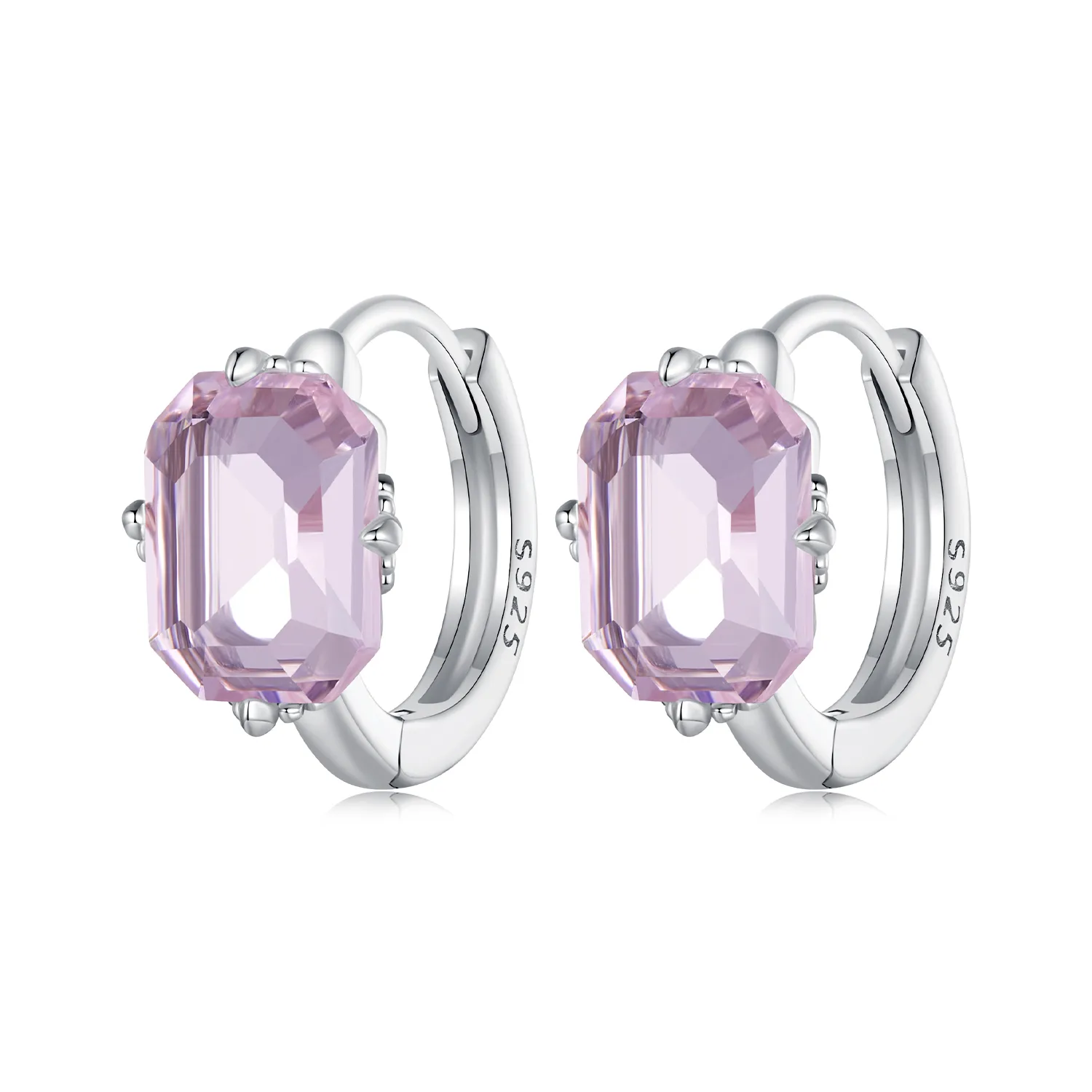 Pandora Style Pink Gem Hoop øredobber - BSE889