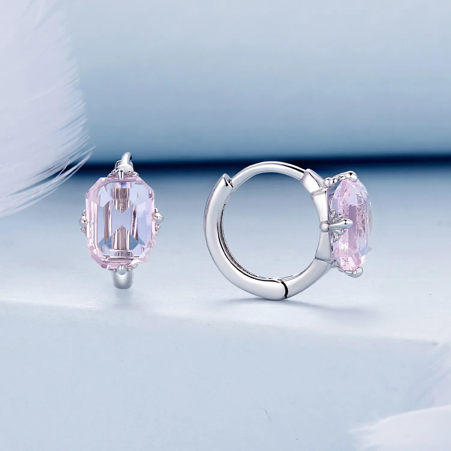 Pandora Style Pink Gem Hoop øredobber - BSE889