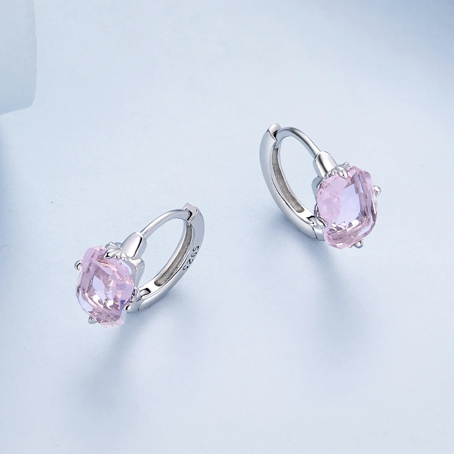 Pandora Style Pink Gem Hoop øredobber - BSE889