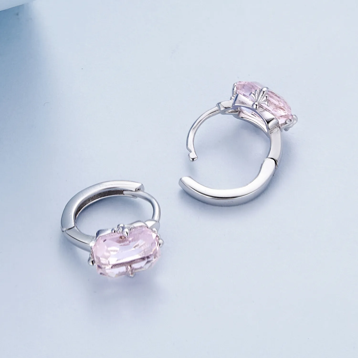 Pandora Style Pink Gem Hoop øredobber - BSE889