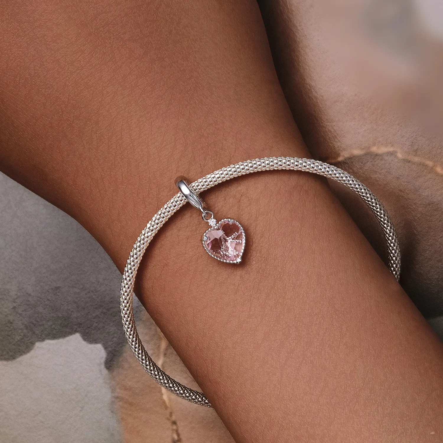 Pandora Style Pink Heart Dingle - SCC2594