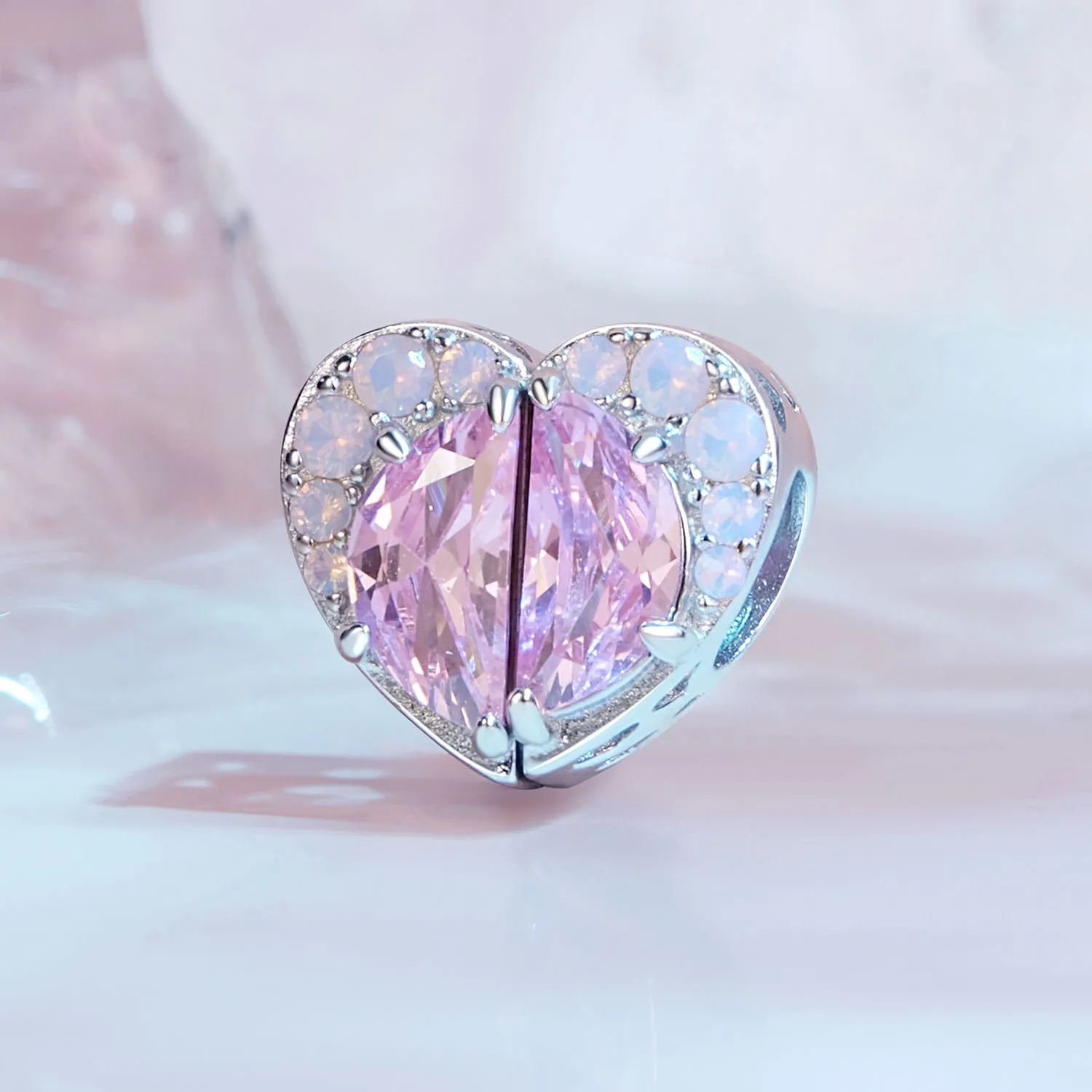 Pandora Style Pink Sisters Heart Charm - SCC2641