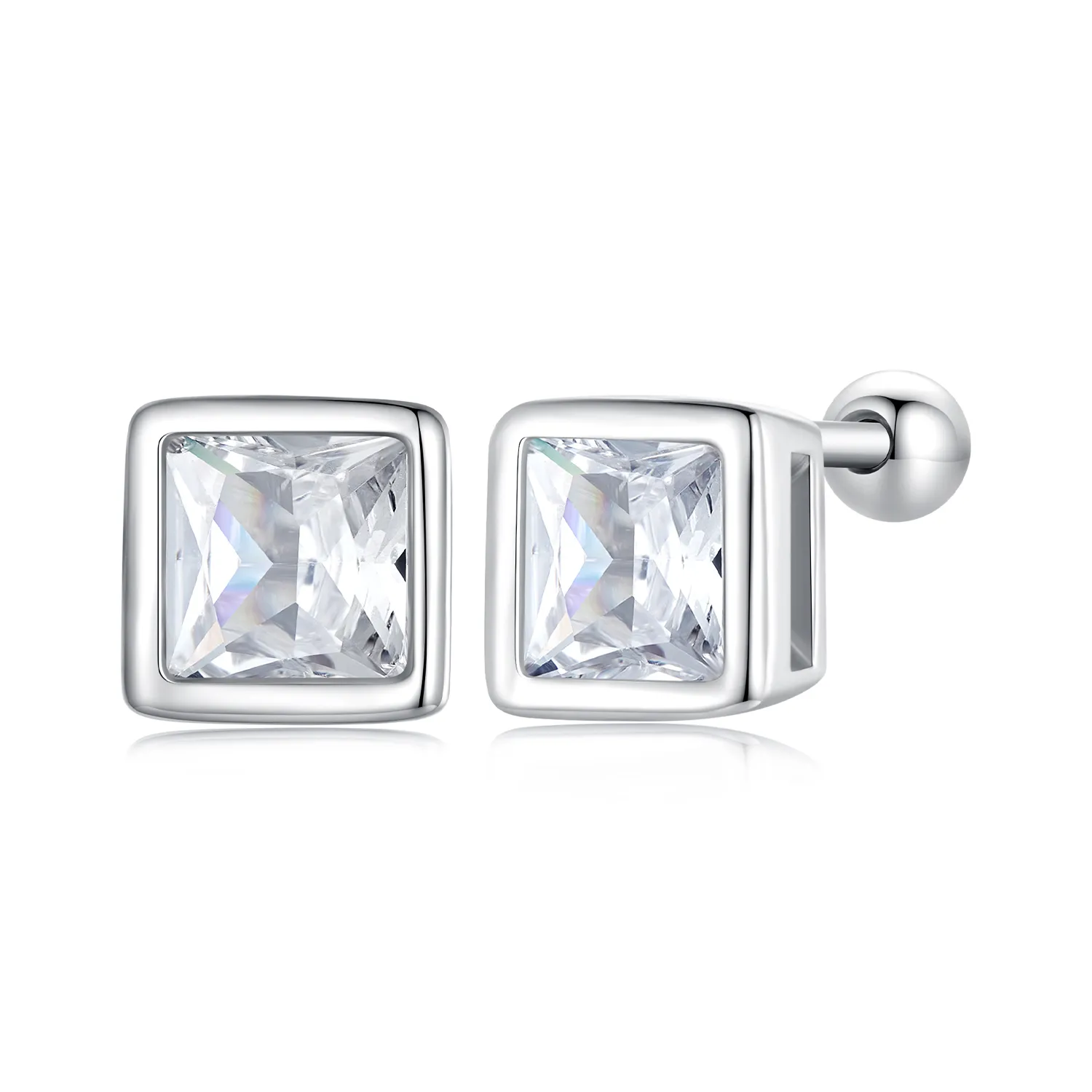 Pandora Style Princess Zirconia Studs Earrings - BSE885-L