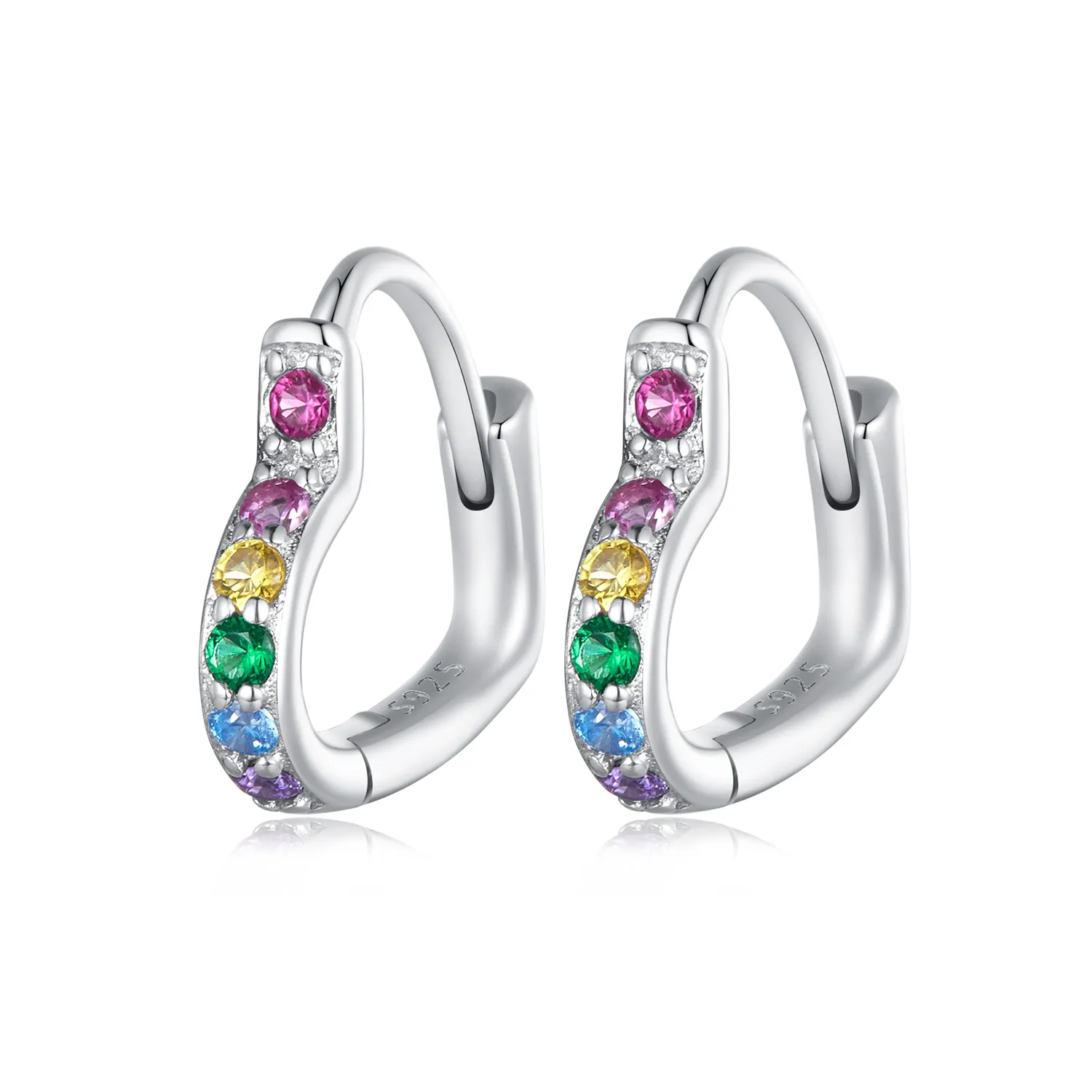 Pandora Style Rainbow Heart Hoop øredobber - SCE1626-CF