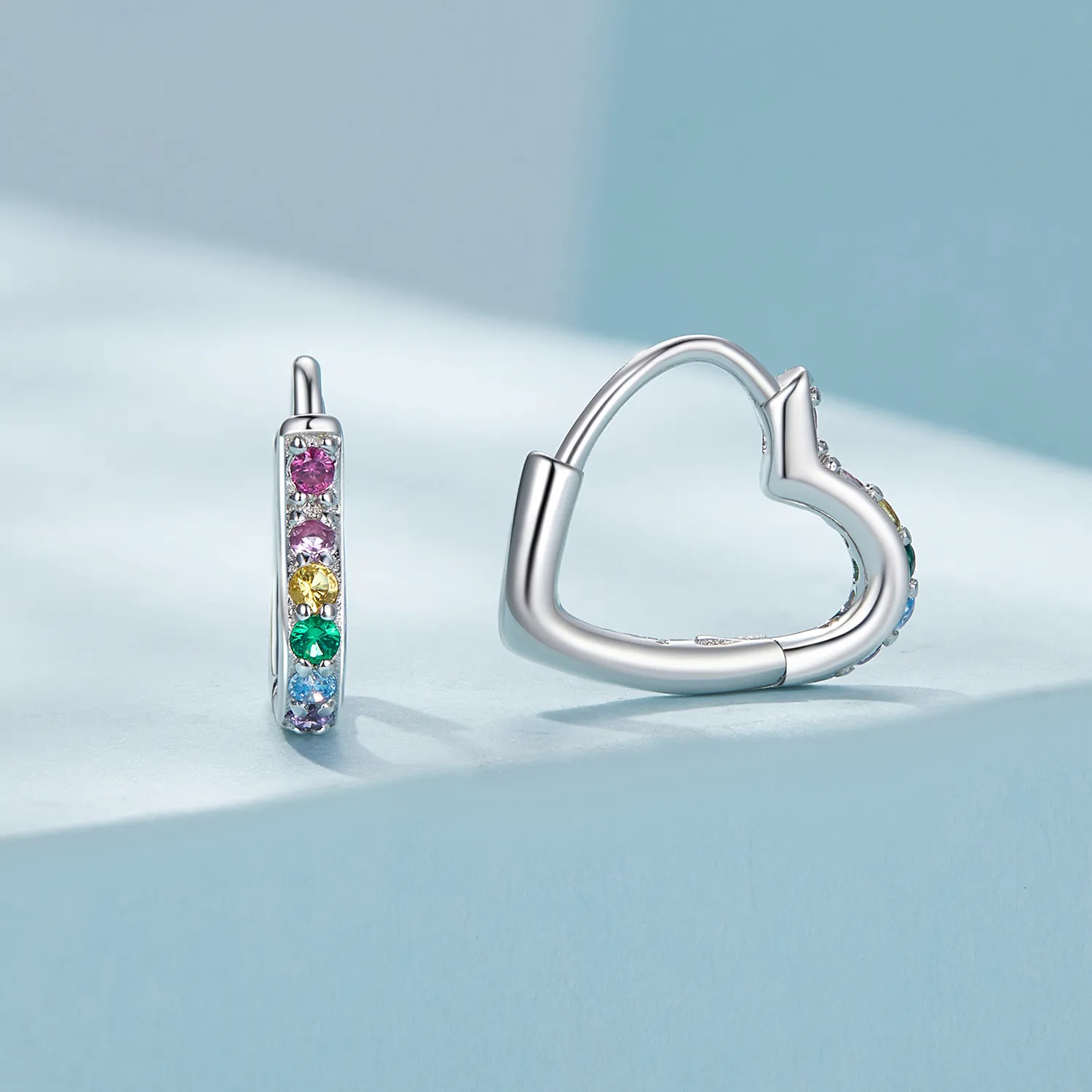 Pandora Style Rainbow Heart Hoop øredobber - SCE1626-CF